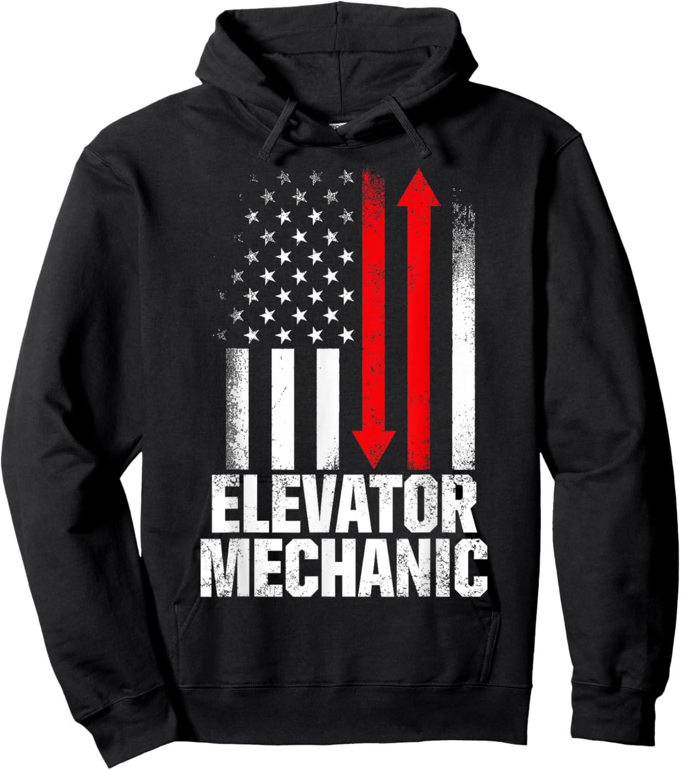 Elevator Mechanic Maintenance USA Flag Technician Hoodie - Hoodie | Black
