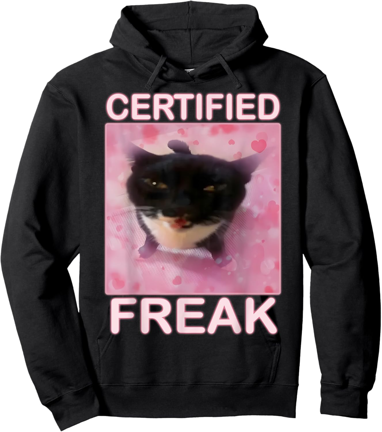 Cat Meme Certified Freak Eat Cement Cursed Cat Funny Hoodie - Hoodie | Black