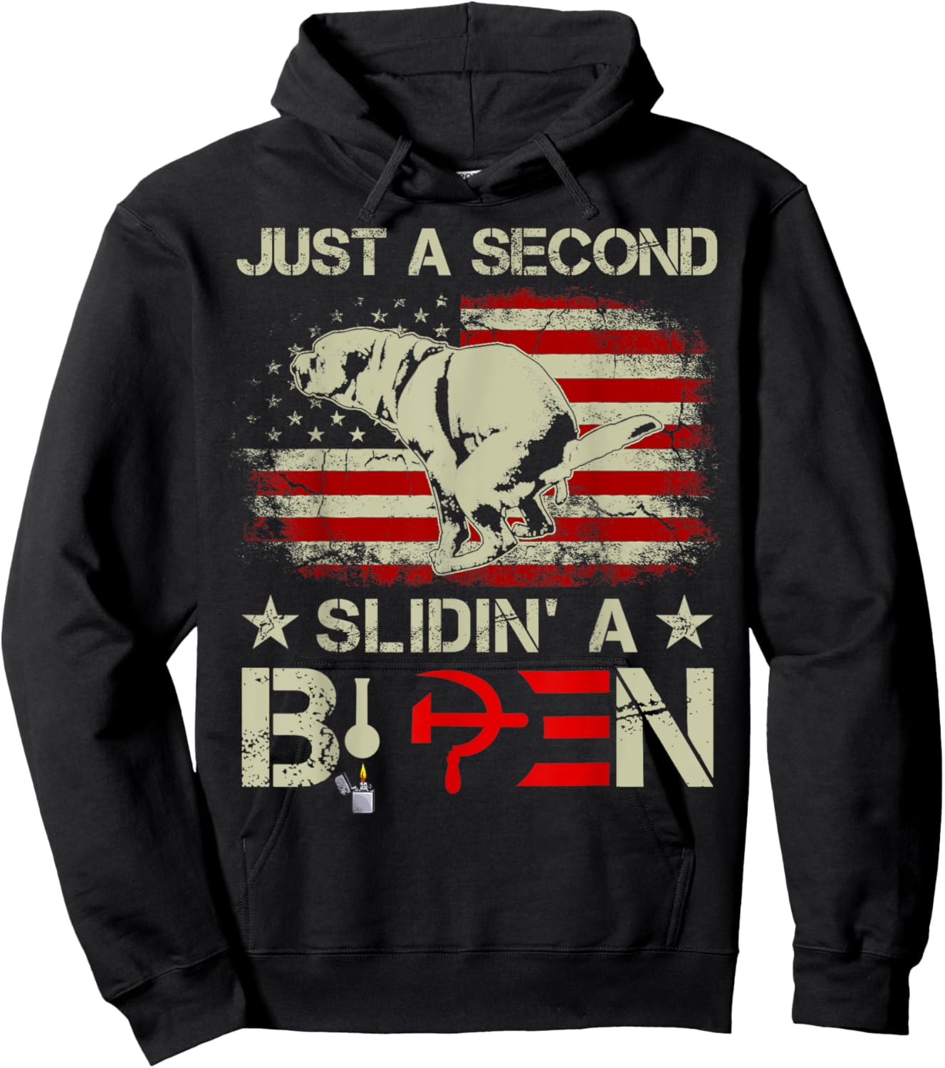 Just A Second Slidin' A Biden Funny Saying Biden President Hoodie - Hoodie | Black