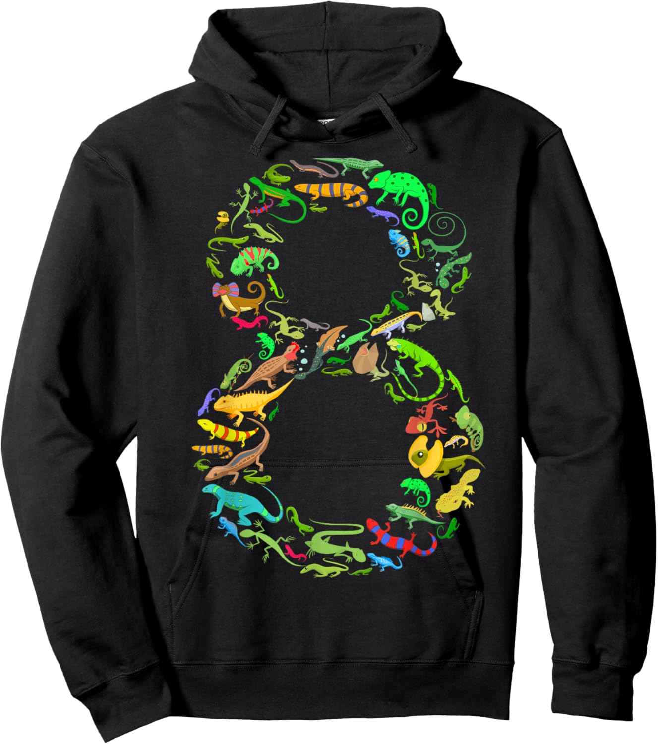 8th Birthday Lizard Reptile Birthday Party 8 Year Old 8 Hoodie - Hoodie | Black