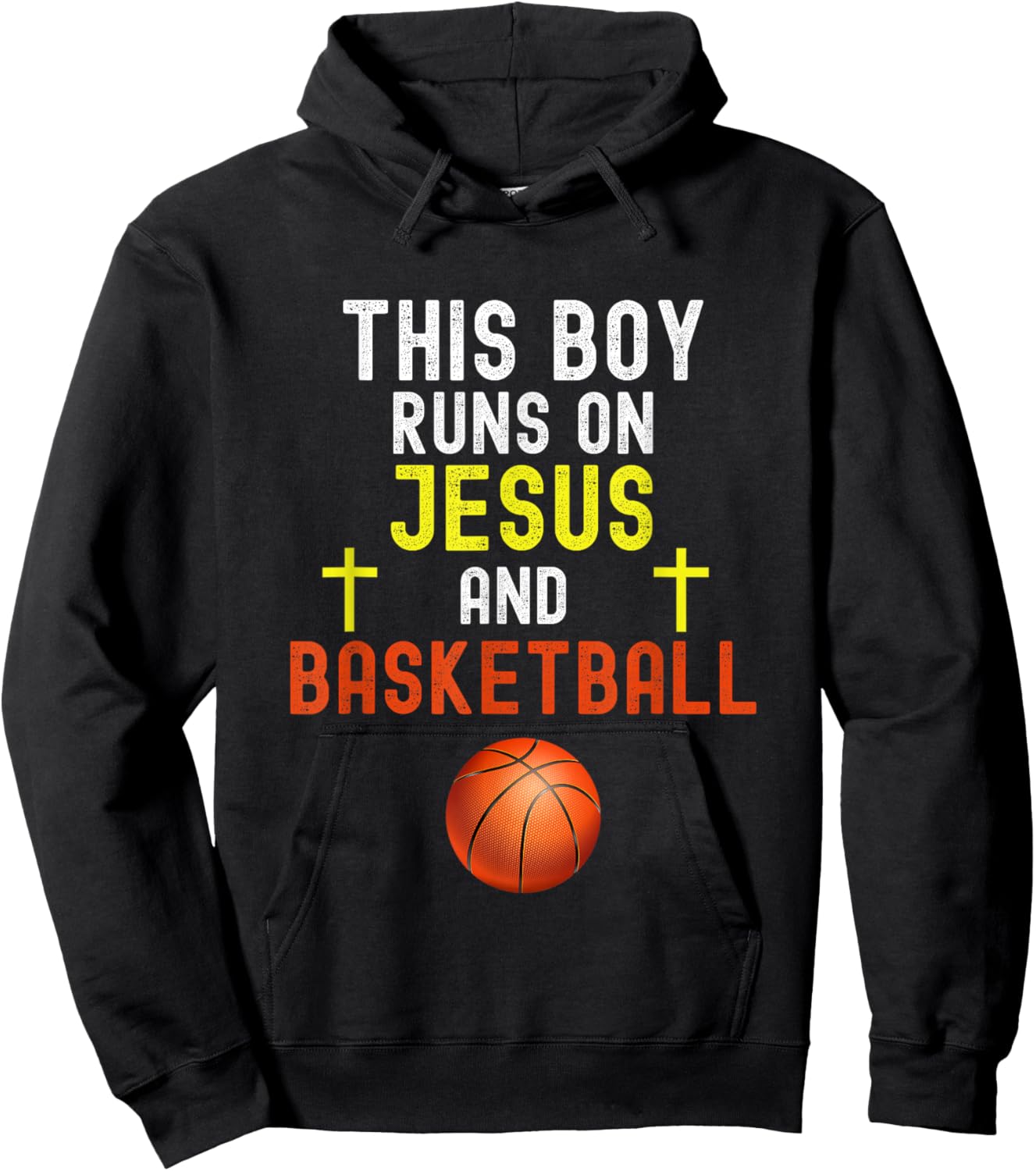 This Boy Runs On Jesus And Basketball Funny Christian Humor Hoodie - Hoodie | Black