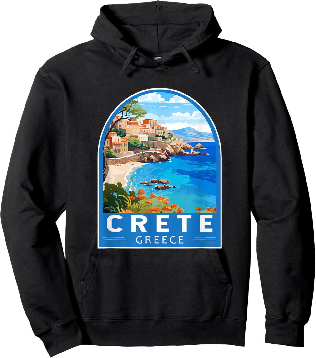 Crete Greece Travel Art Emblem Vintage Hoodie - Hoodie | Black