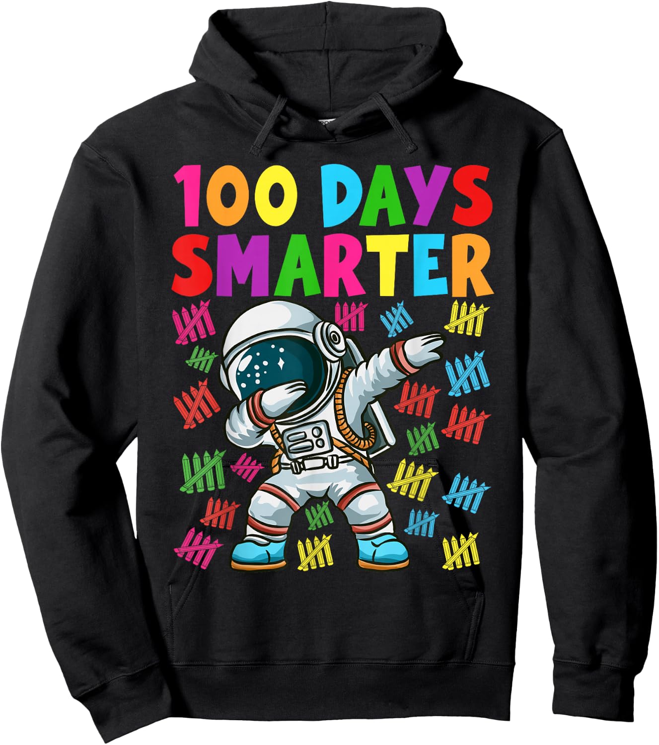 100 Days Smarter 100th Day of School Dabbing Space Kids Hoodie - Hoodie | Black