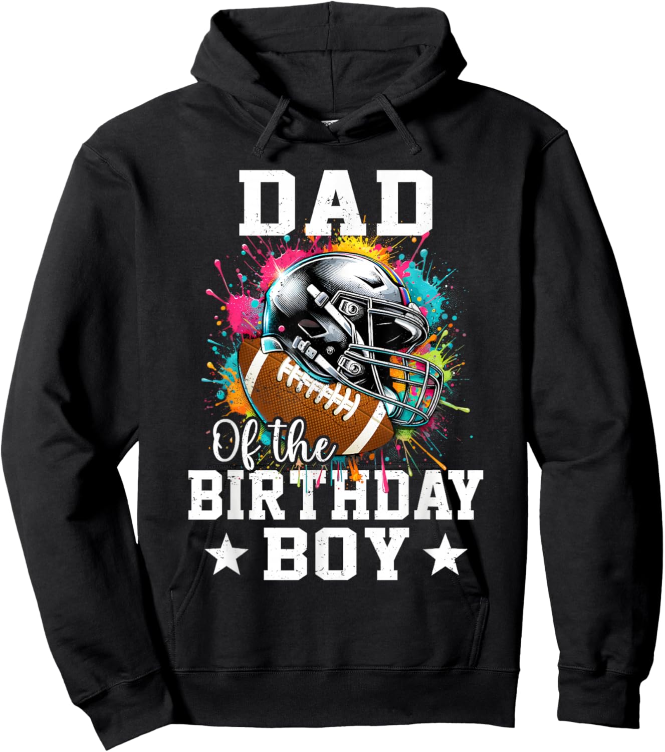 Dad Of The Birthday Boy Football Colorful Hoodie - Hoodie | Black