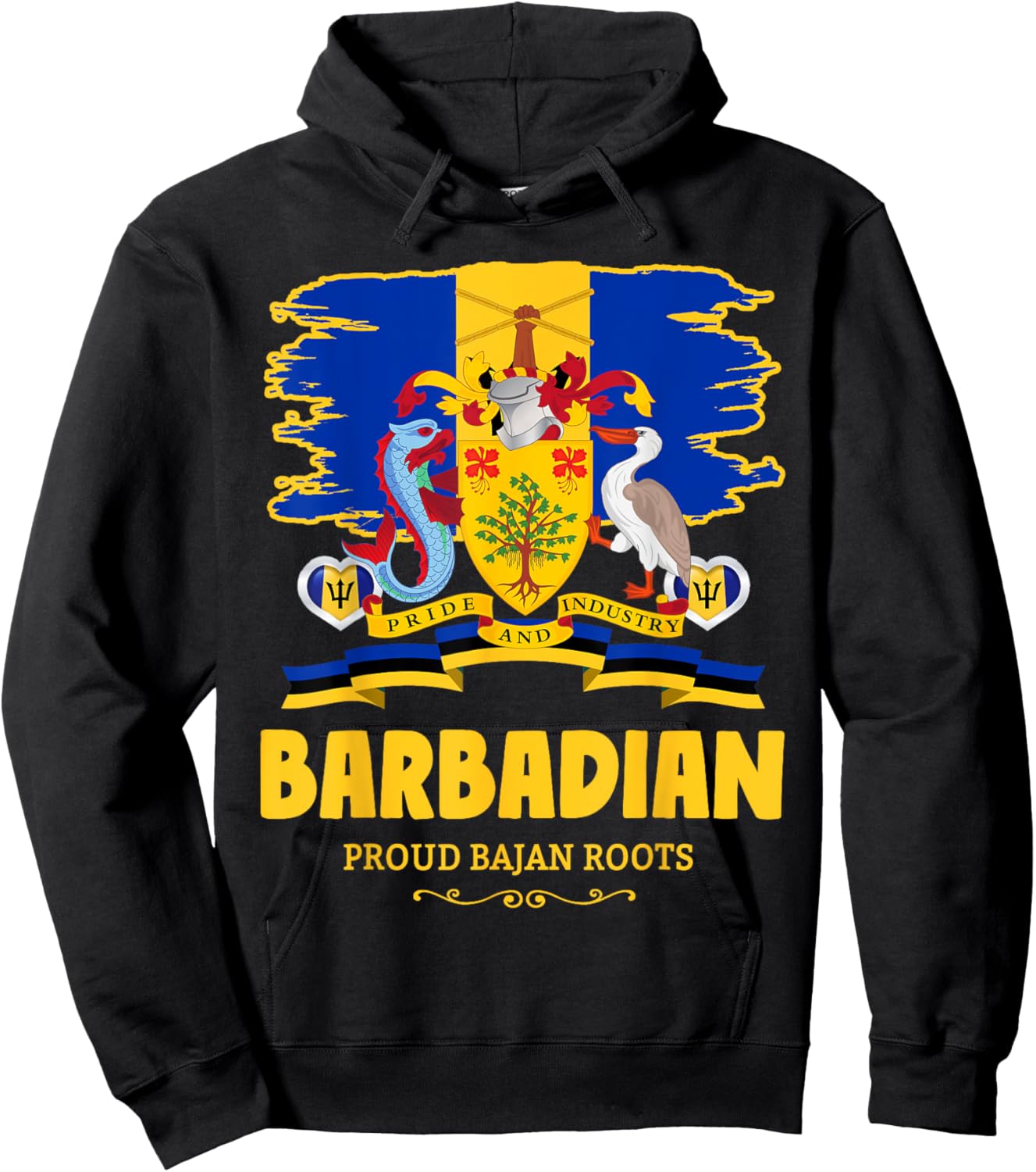 Barbados Flag Outfit Idea For Kids & Barbadian Flag Themed Hoodie - Hoodie | Black