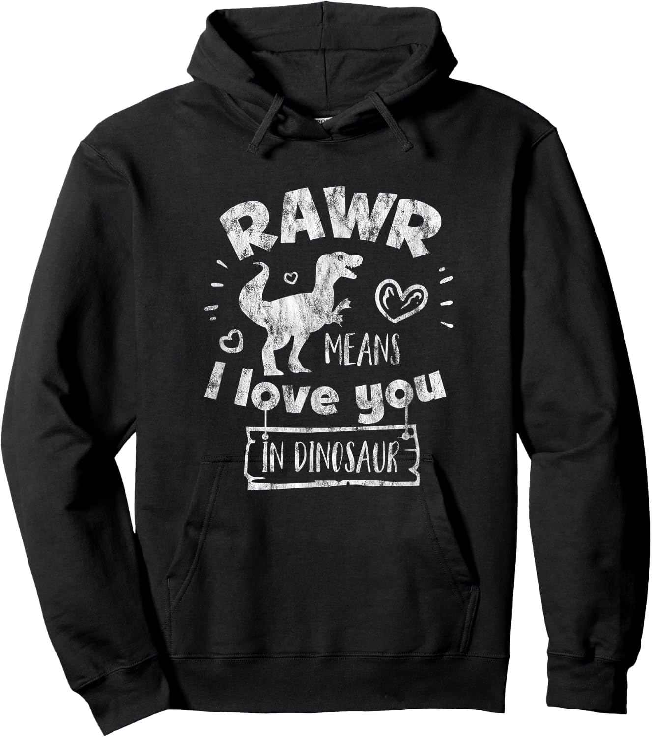 Valentine's Day T-Rex RAWR Means I Love You in Dinosaur Gift Hoodie - Hoodie | Black