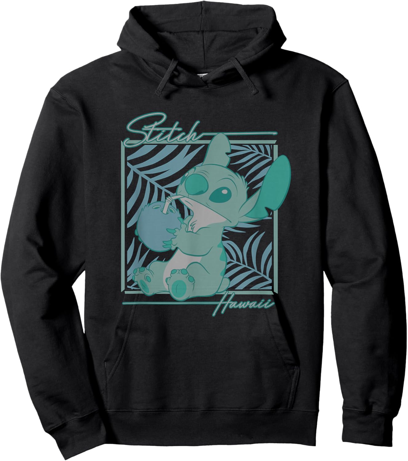 Disney Lilo & Stitch Tropical Hawaii Stitch Gradient Box Hoodie - Hoodie | Black