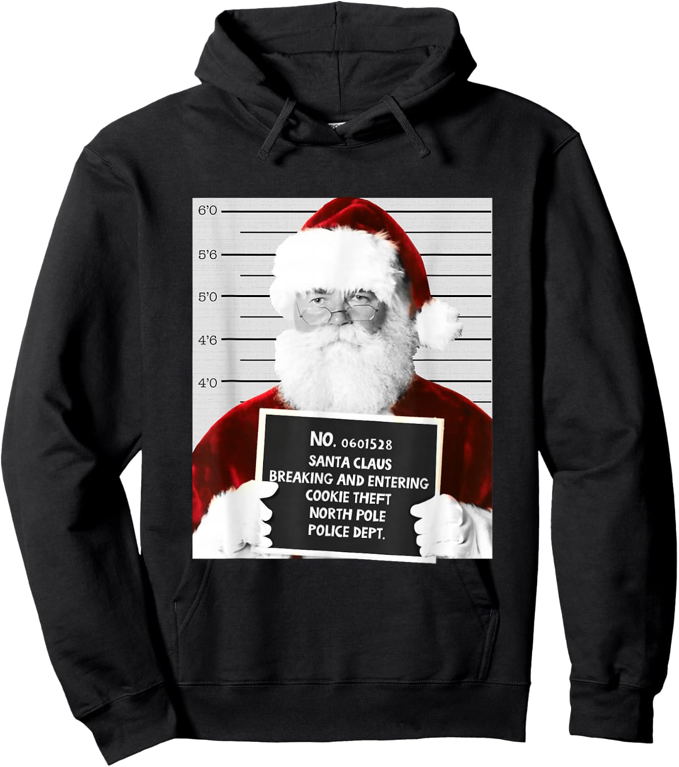 Funny Santa Mugshot in Prison Christmas Hoodie - Hoodie | Black