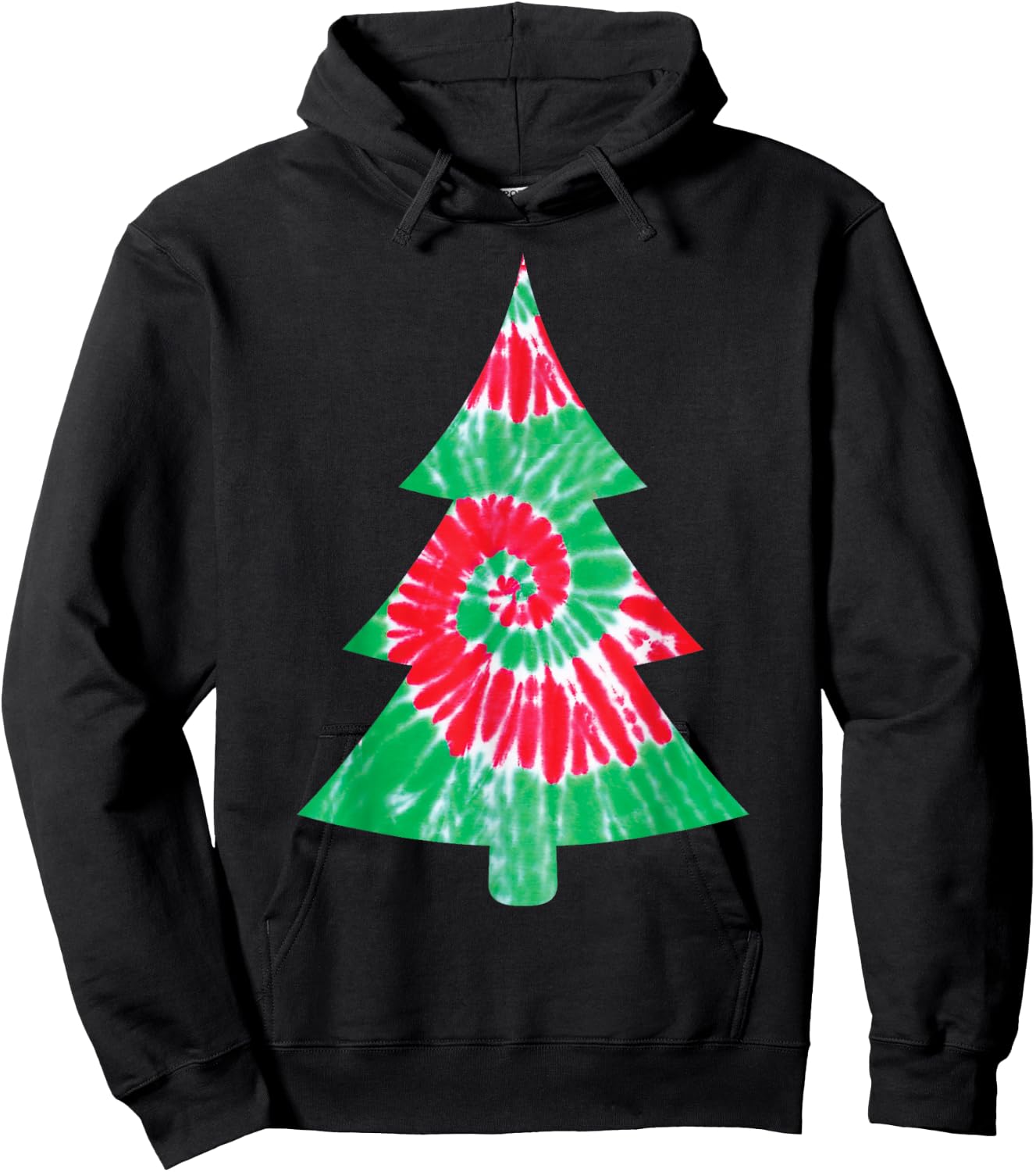 Groovy Christmas Tie Dye Tree T Shirt Tye Die Top Hoodie - Hoodie | Black