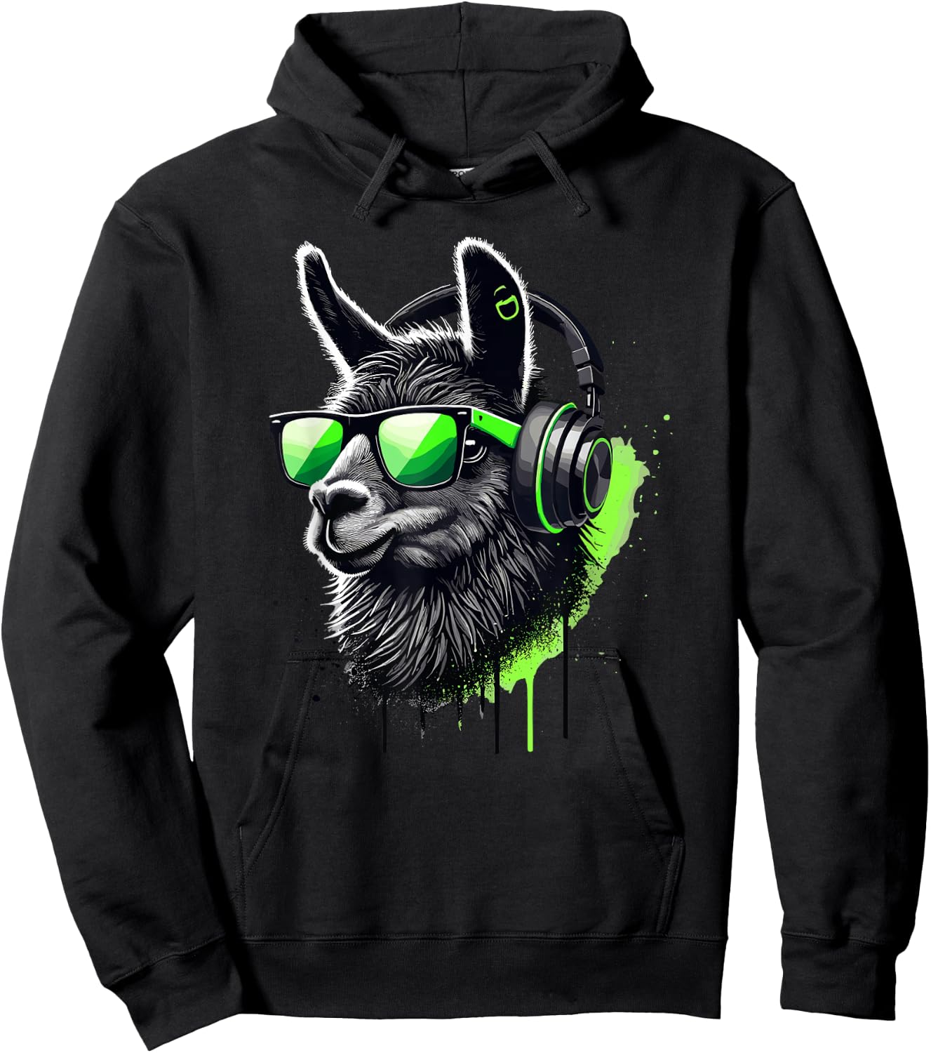 Lama Sunglasses Headphones Alpaca Lamas Hoodie - Hoodie | Black
