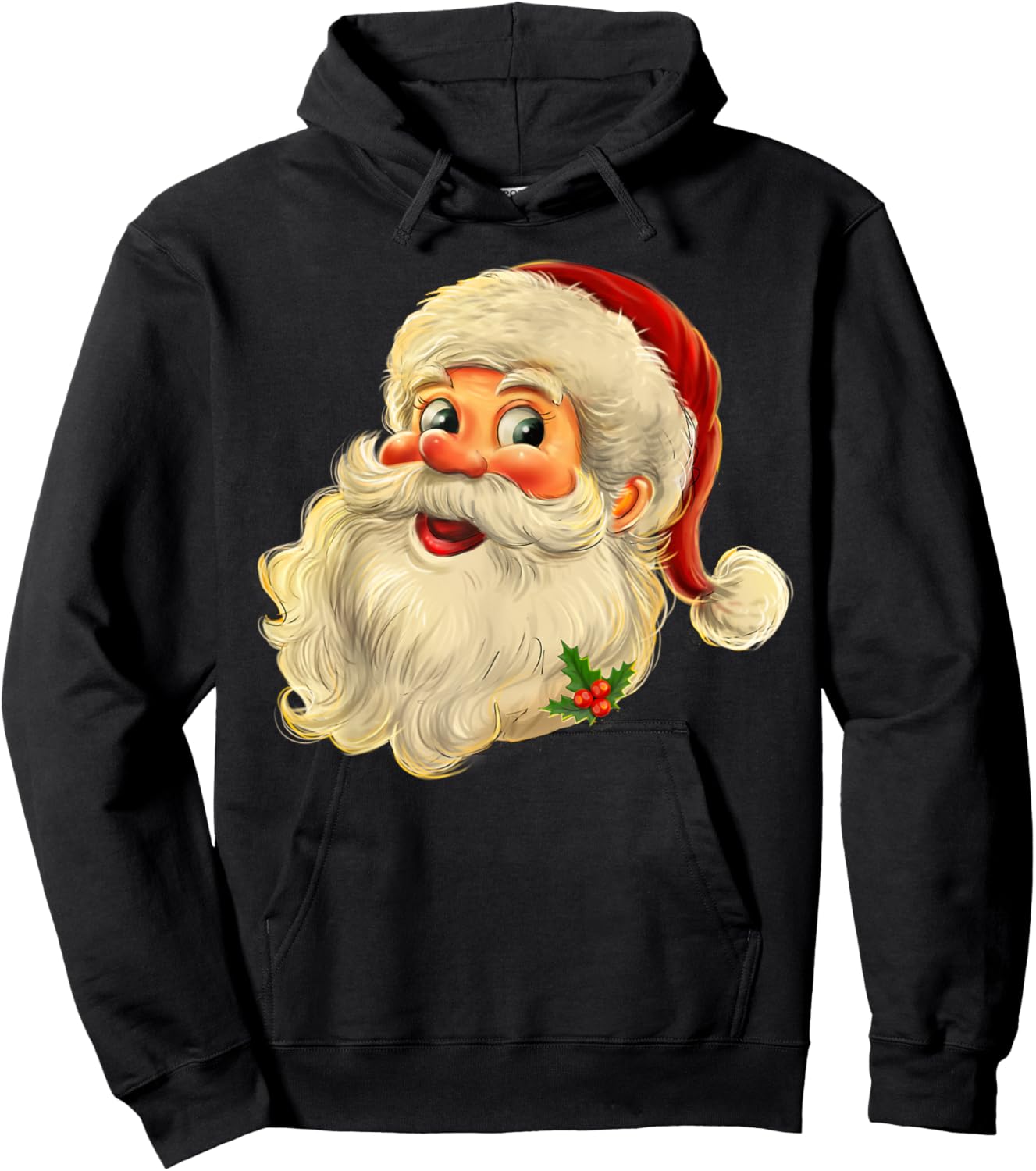 Vintage Christmas Santa Claus Face Men Women Kids Family Hoodie - Hoodie | Black