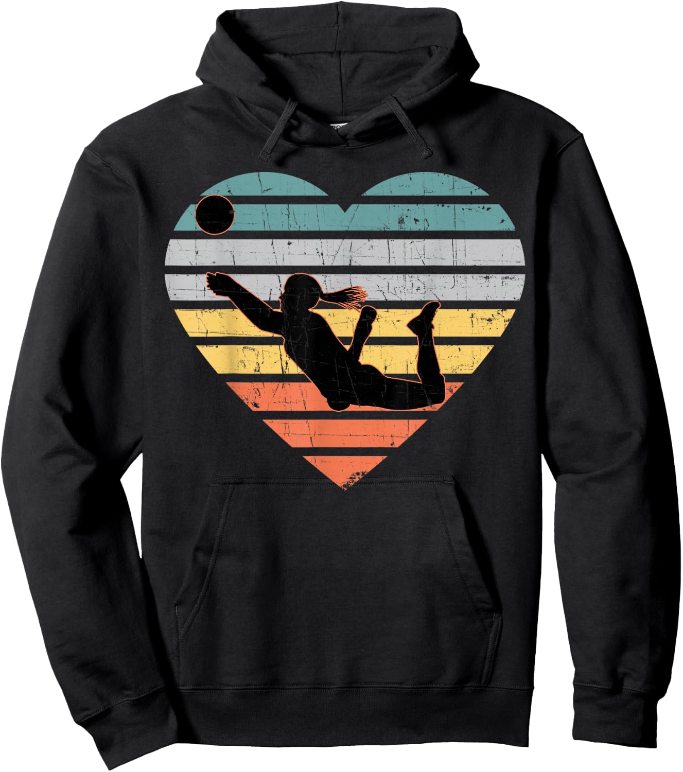 Volleyball Gifts for Teen Girls Retro Vintage Heart Hoodie - Hoodie | Black