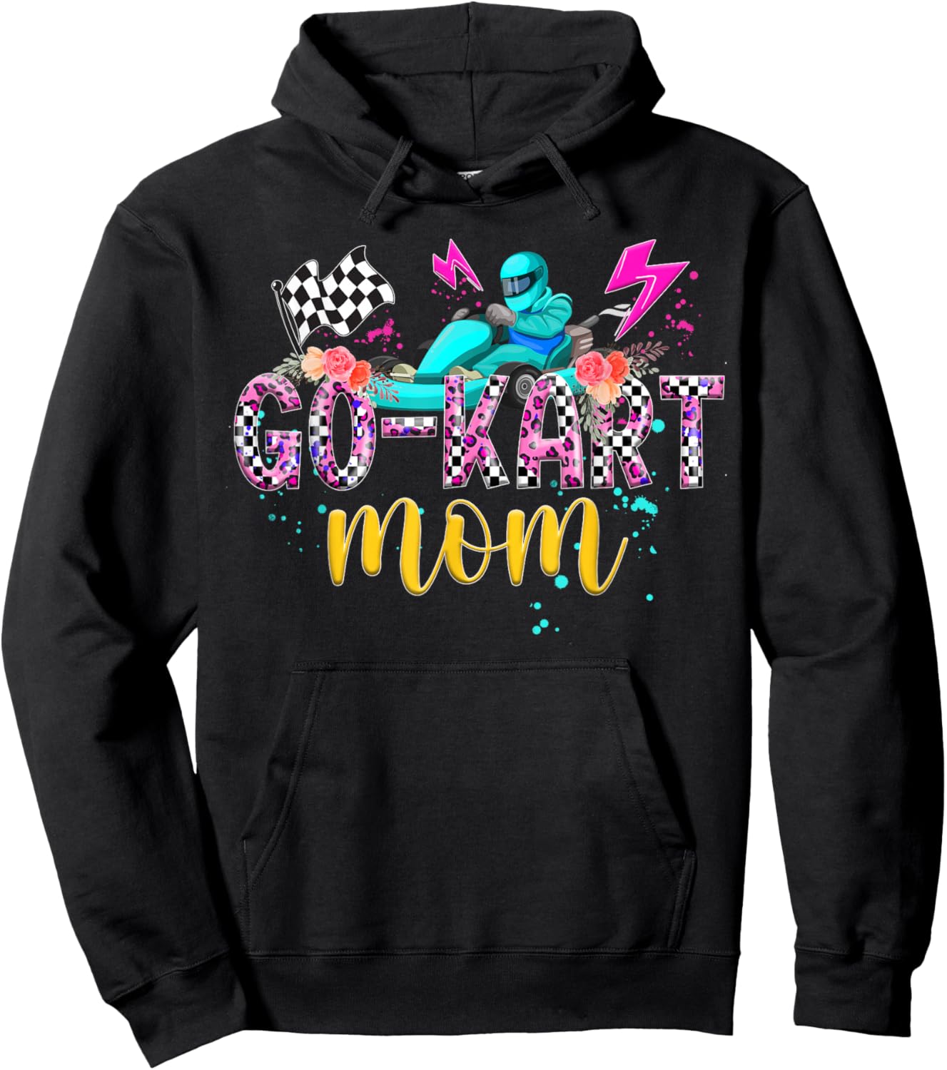 Go Kart Mom Leopard Go Kart Racing Mom Go Kart Racer Mama Hoodie - Hoodie | Black
