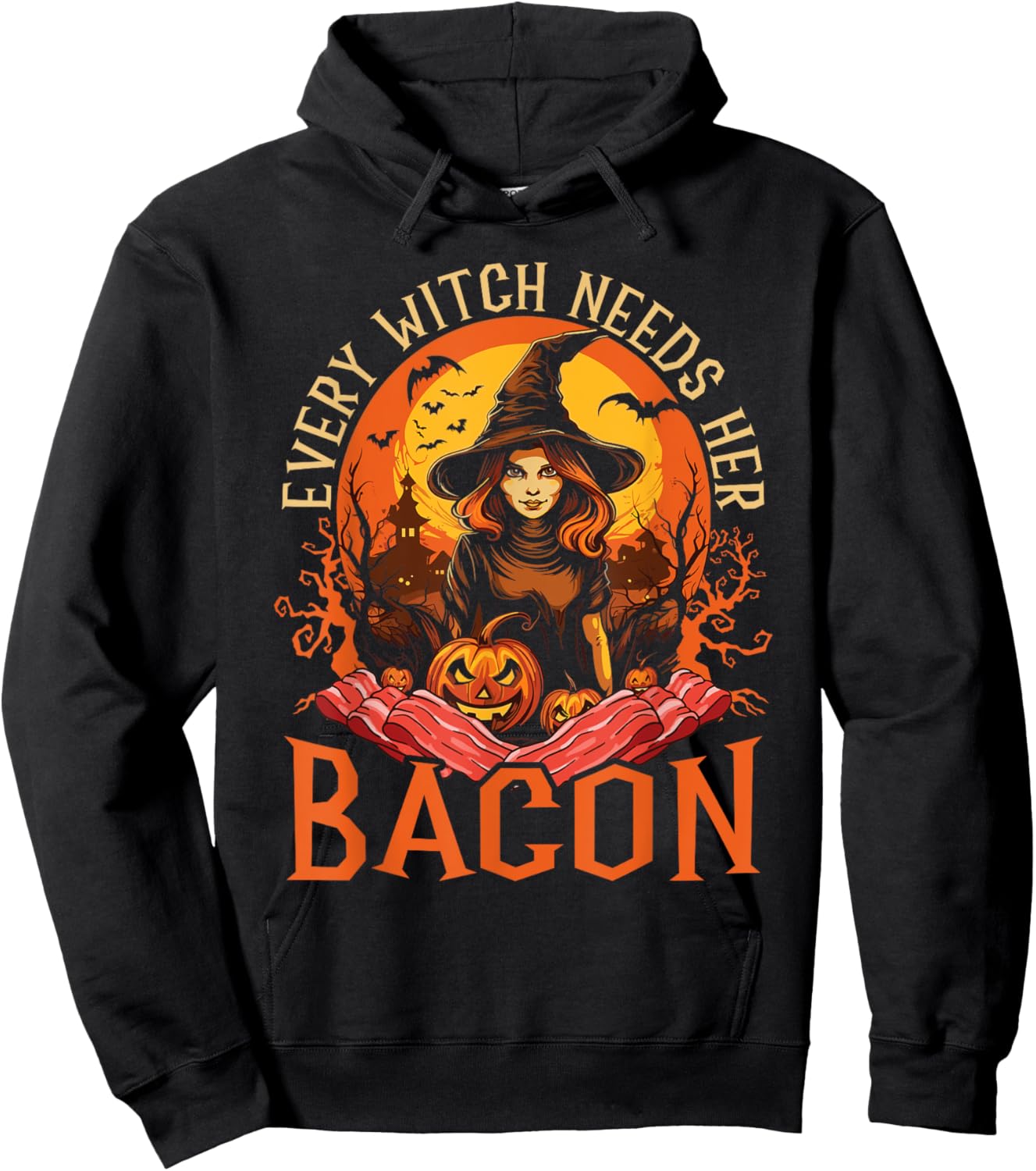 Bacon Halloween Scary Trick Or Treat Spooky Breakfast Hoodie - Hoodie | Black