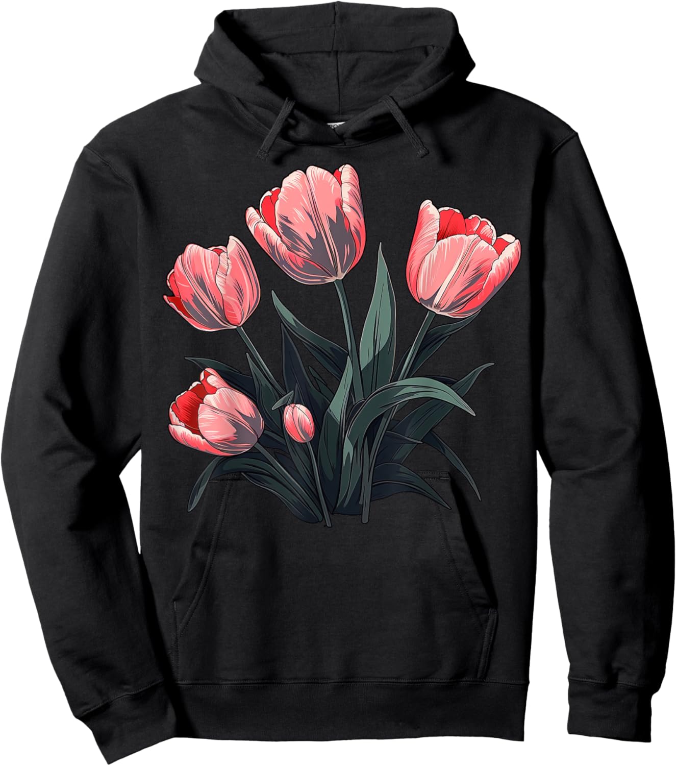 Vintage Tulip Flower on Tulip Hoodie - Hoodie | Black