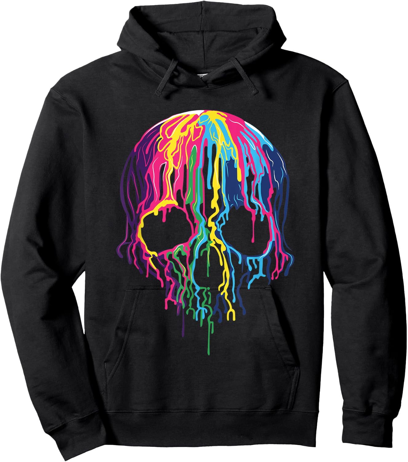 Colorful Melting Rainbow Skull Art Graphic Halloween Gift Hoodie - Hoodie | Black