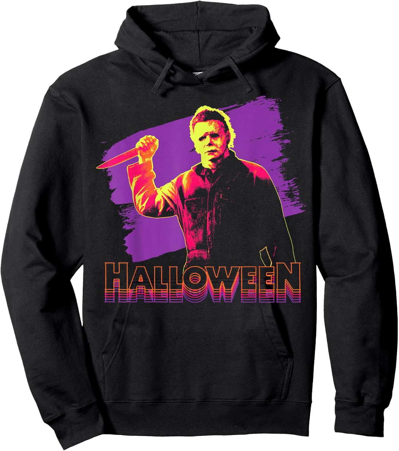 Halloween Michael Myers Neon Portrait Small Hoodie - Hoodie | Black