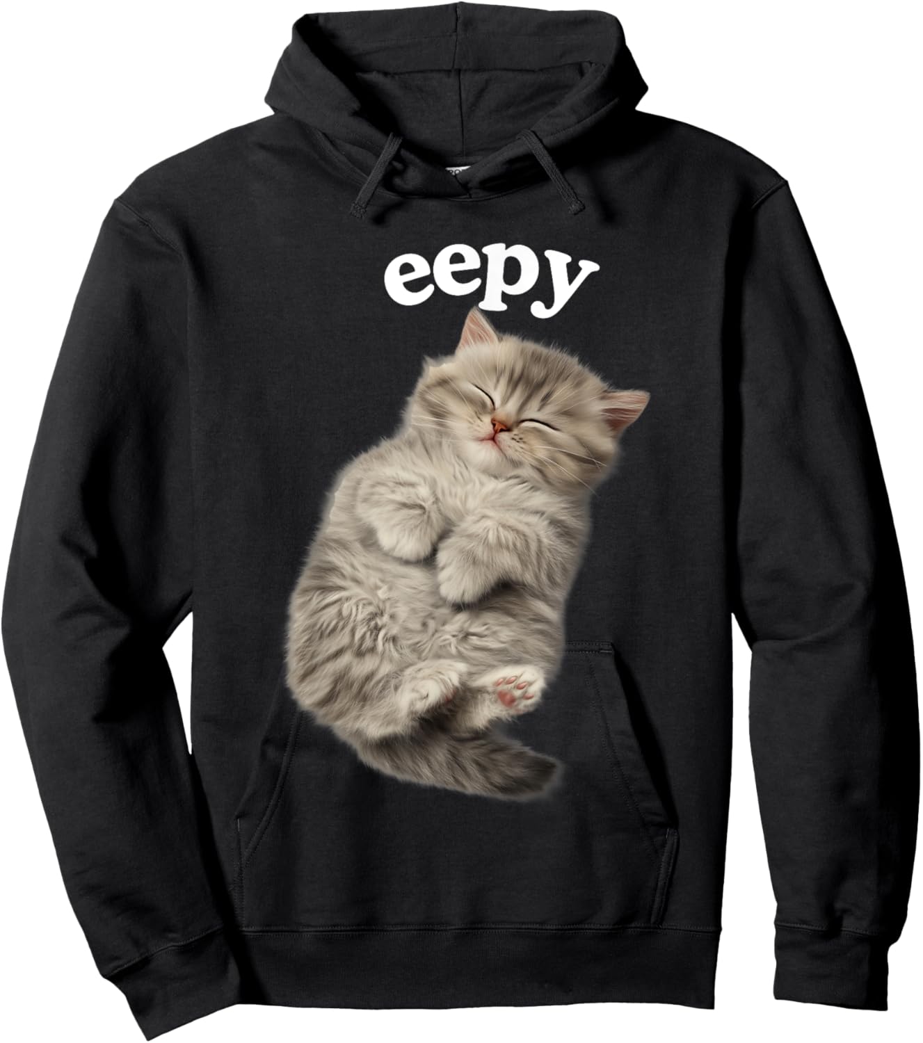 Eepy Cat, Silly Sleepy Cat Meme Cute fluffy cat lovers kitty Women Kids Hoodie - Hoodie | Black
