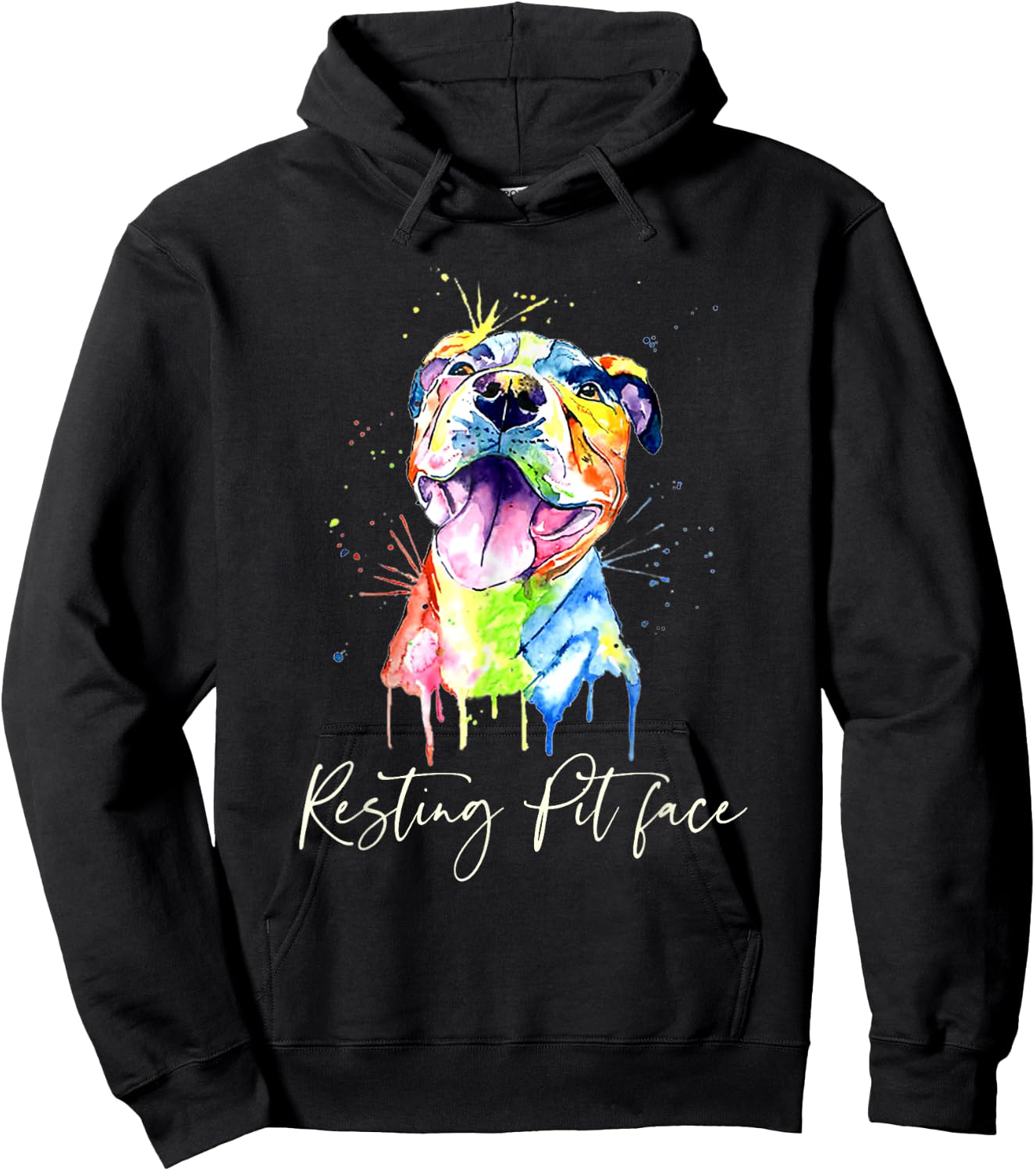 Resting Pit Face Pitbull Watercolor Dog Lovers Gift Hoodie - Hoodie | Black