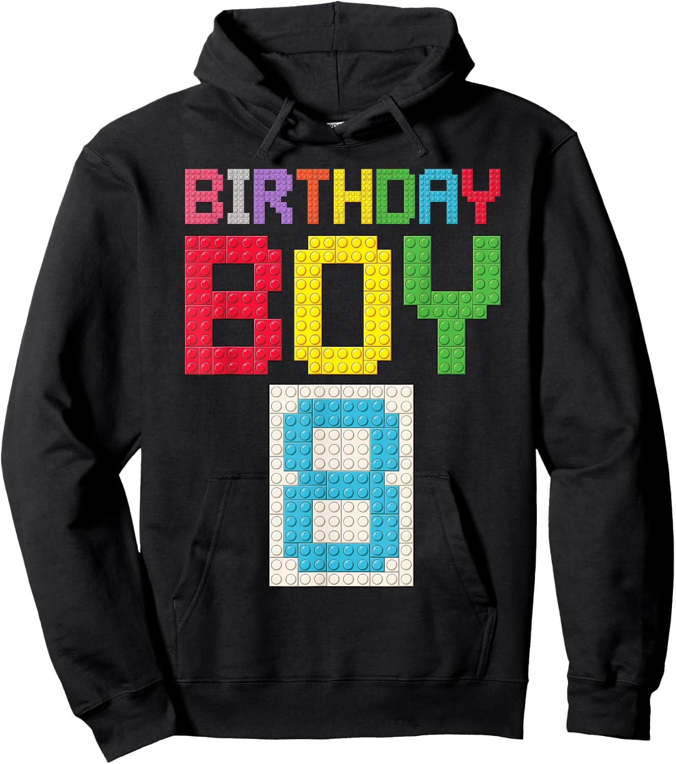 8th Birthday Boy Master Builder 8 Years Old Block Building Hoodie - Hoodie | Black