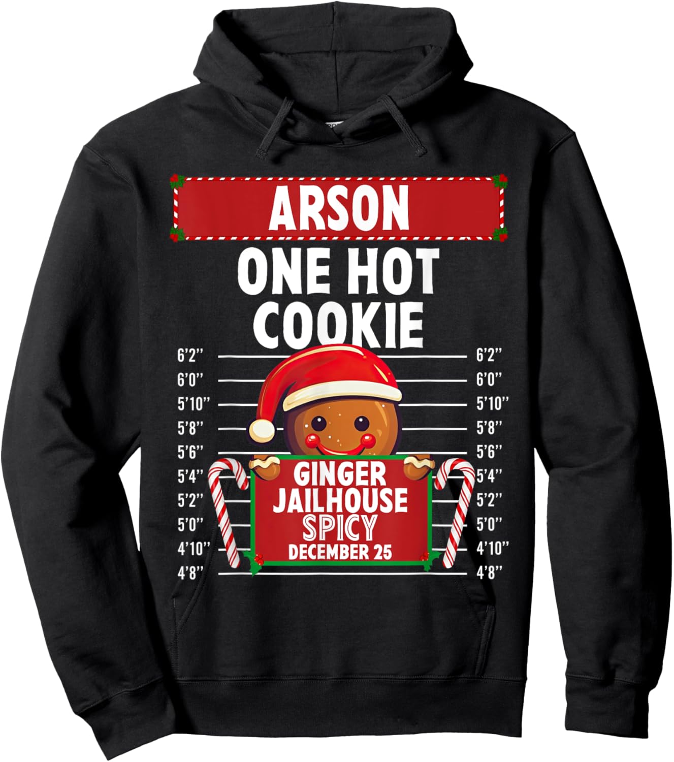 Arson Ginger Jailhouse Christmas Gingerbread Holiday Pajamas Hoodie - Hoodie | Black