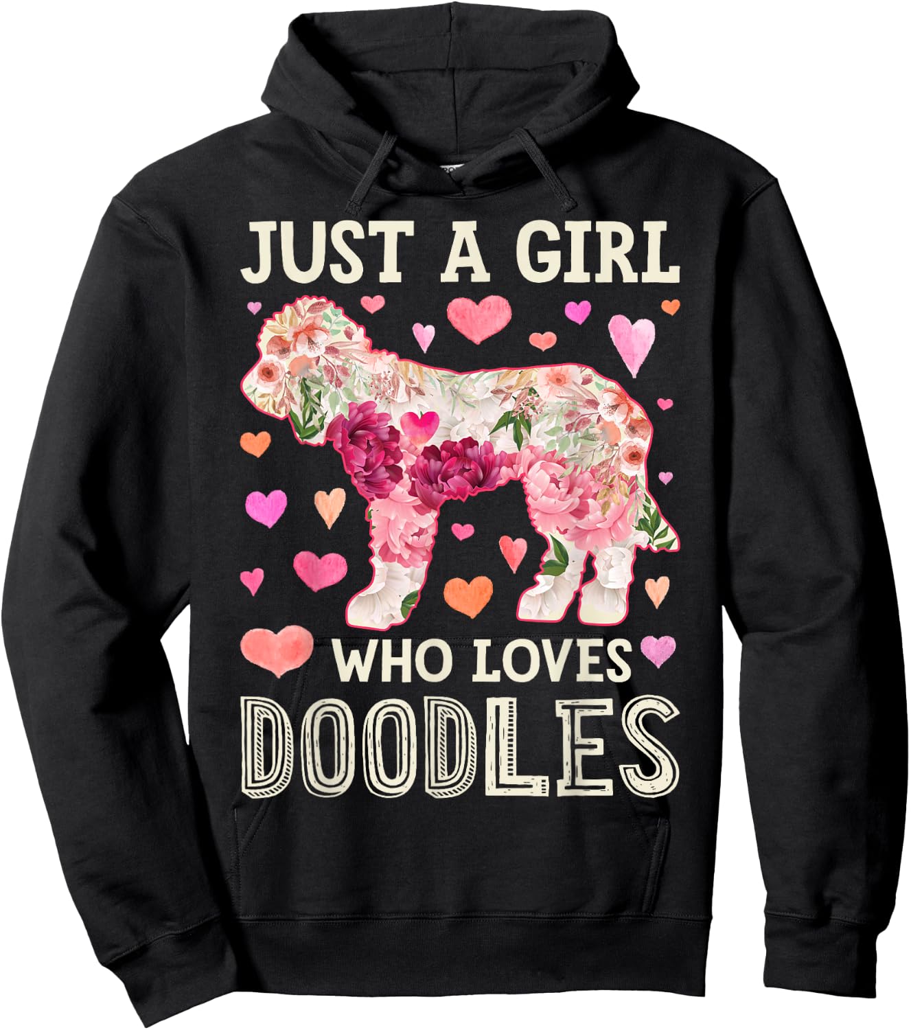 Goldendoodle Just A Girl Who Loves Doodles Dog Flower Floral Hoodie - Hoodie | Black