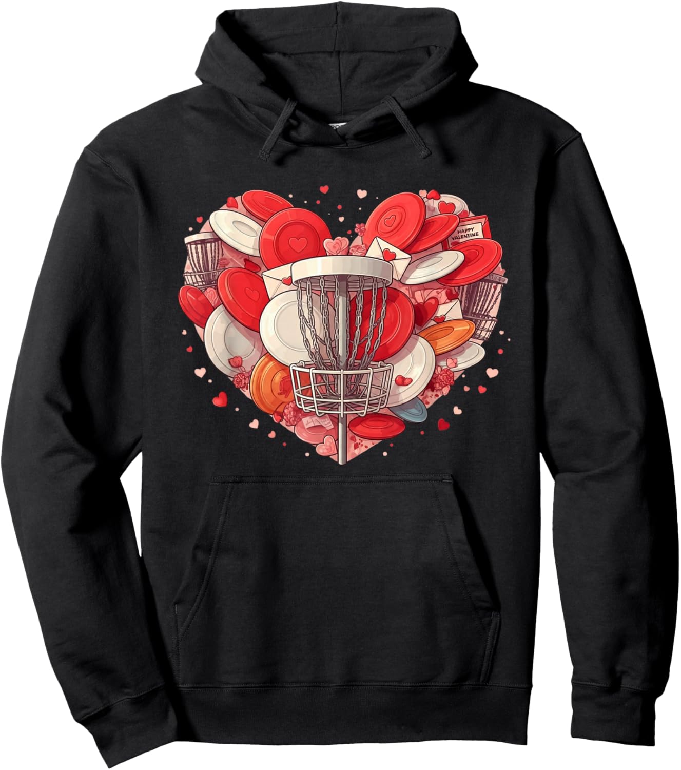 Funny Disc Golf Heart Valentine Disc Golf Kids Hoodie - Hoodie | Black