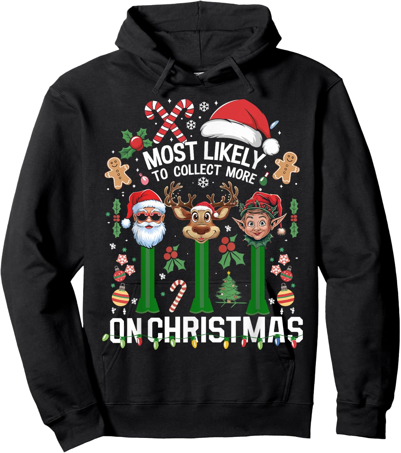 Xmas We Collect More On Christmas Hoodie - Hoodie | Black