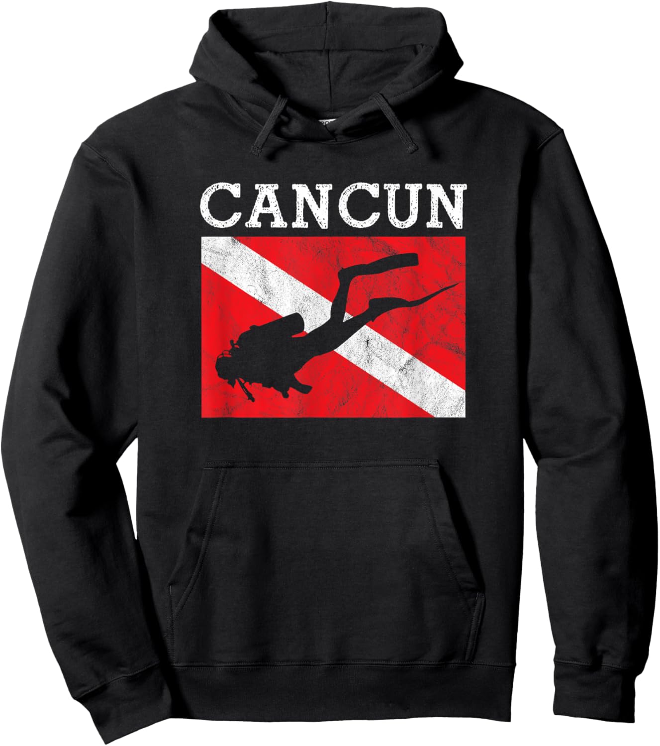 Vintage Cancun Mexico Scuba Dive Flag Vacation Souvenir Hoodie - Hoodie | Black