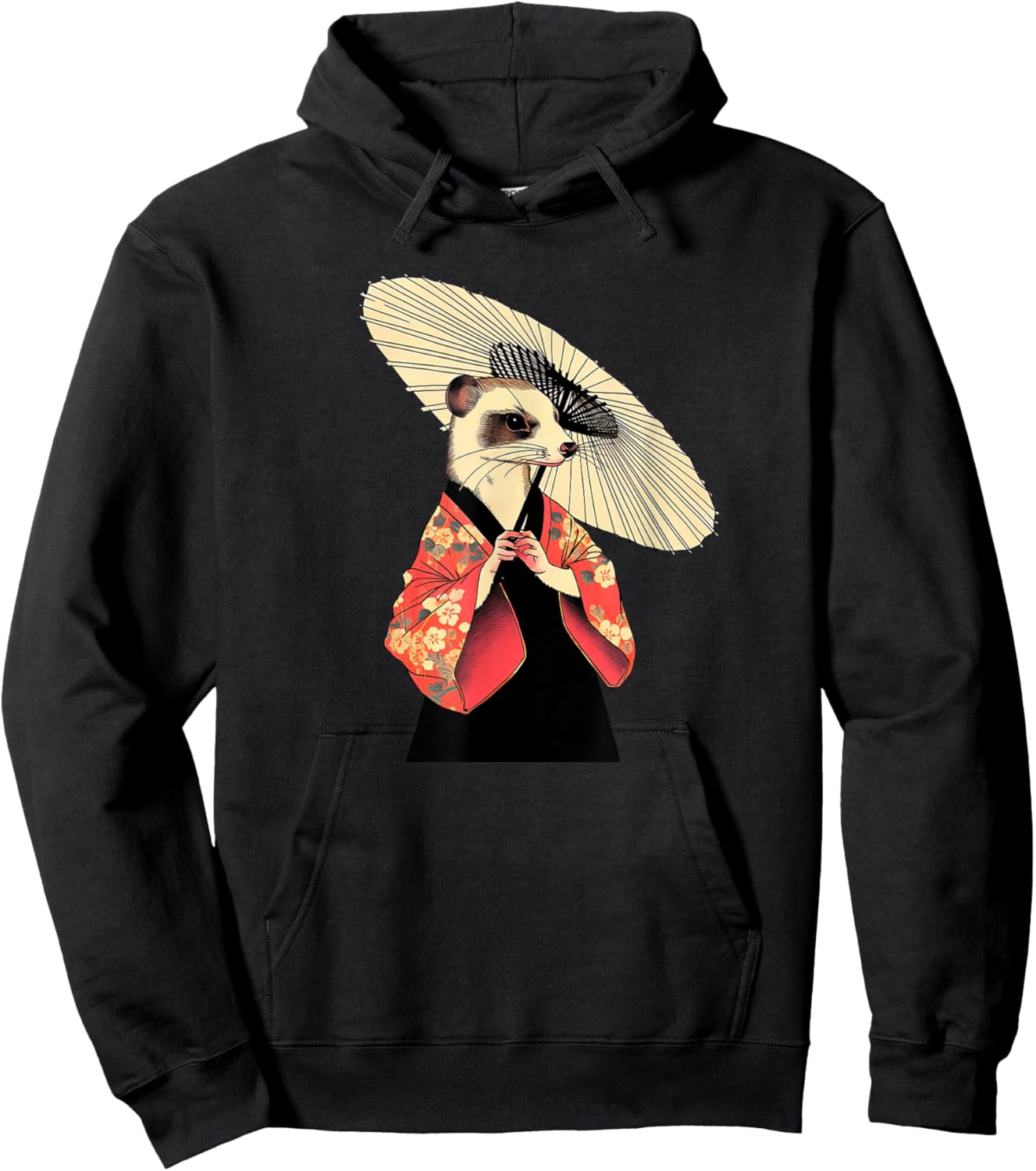 Ferret Geisha Funny Pet Kimono Hoodie - Hoodie | Black