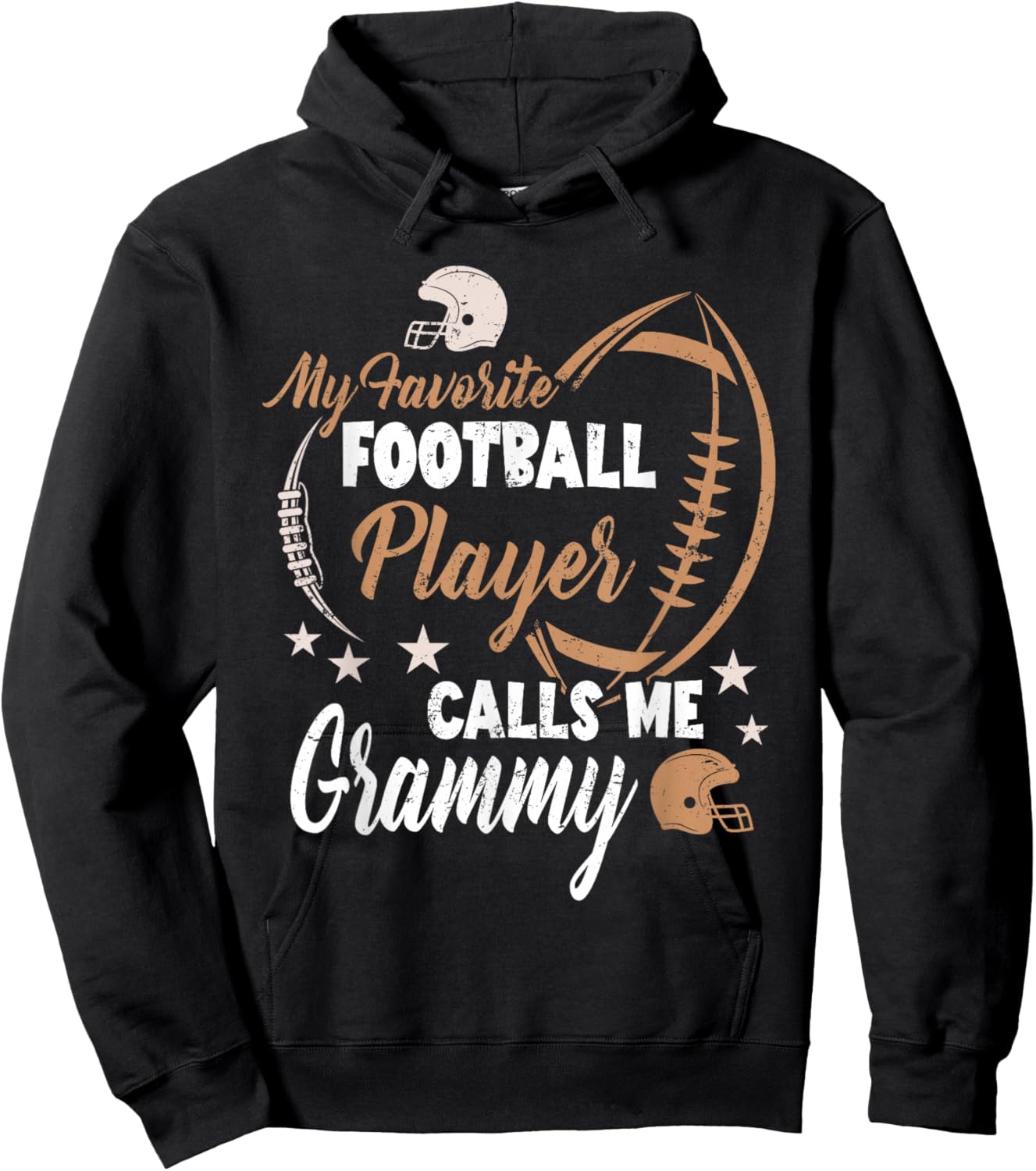 My Favorite Football Player Calls Me Grammy Family Matching Hoodie - Hoodie | Black