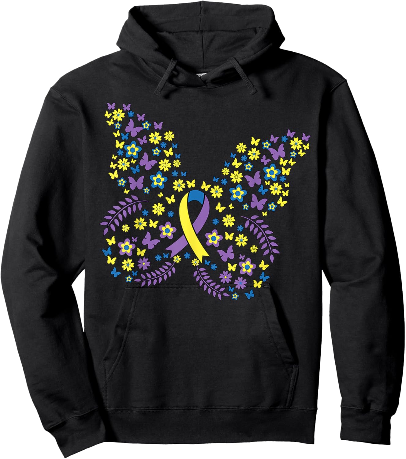 Butterfly Bladder Cancer Awareness Survivor Ribbon Hoodie - Hoodie | Black