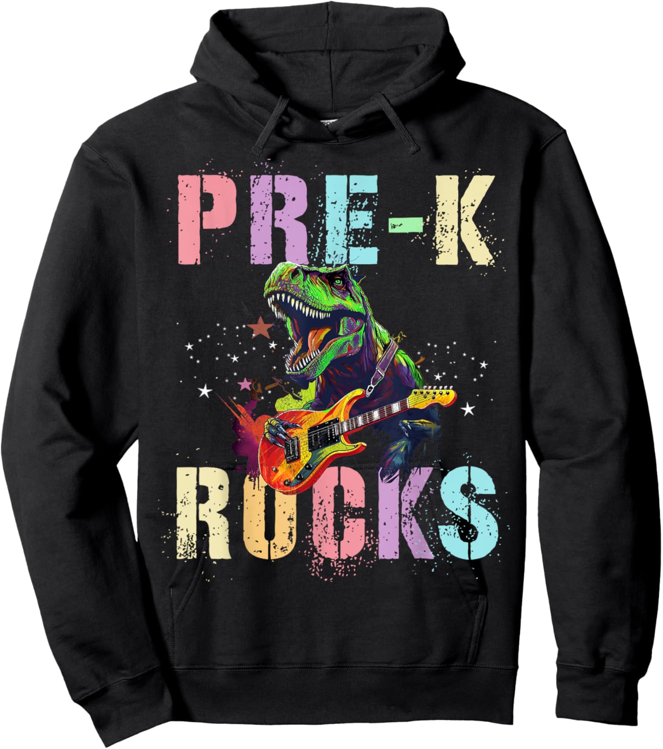 Cute PRE-K ROCKS Teacher Squad PreK Little ABCD Rockstars Women Girls Kids Hoodie - Hoodie | Black