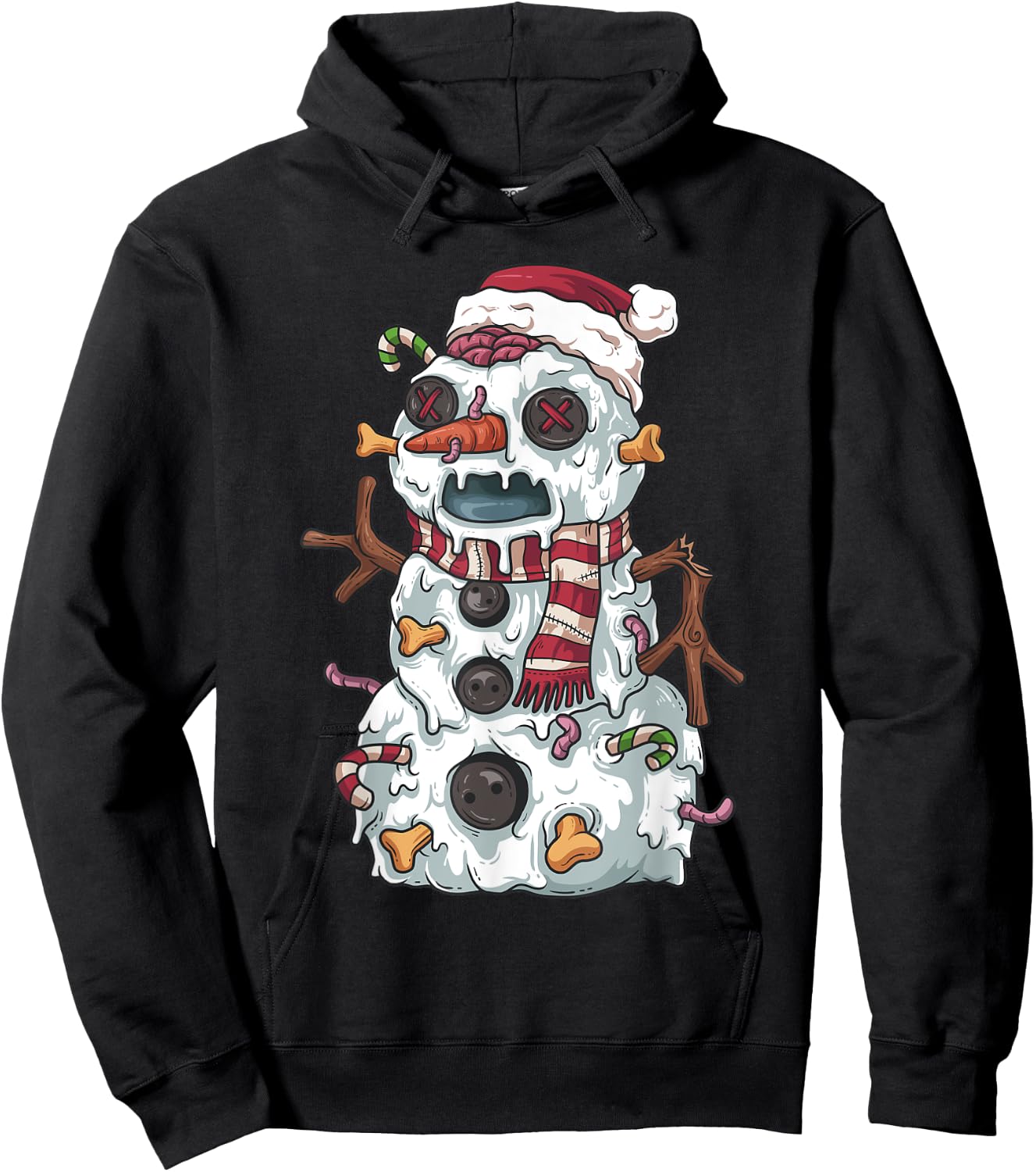 Zombie Christmas Snowman Funny Cartoon Holiday Hoodie - Hoodie | Black