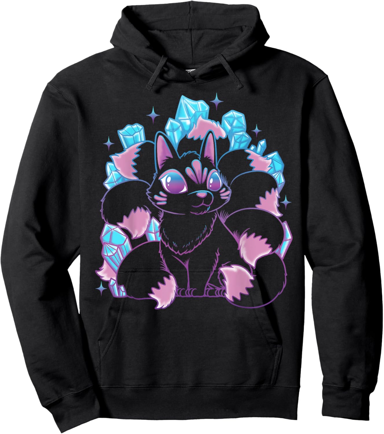 Kawaii Kitsune Nine Tailed Fox Japanese Mythical Creature Hoodie - Hoodie | Black