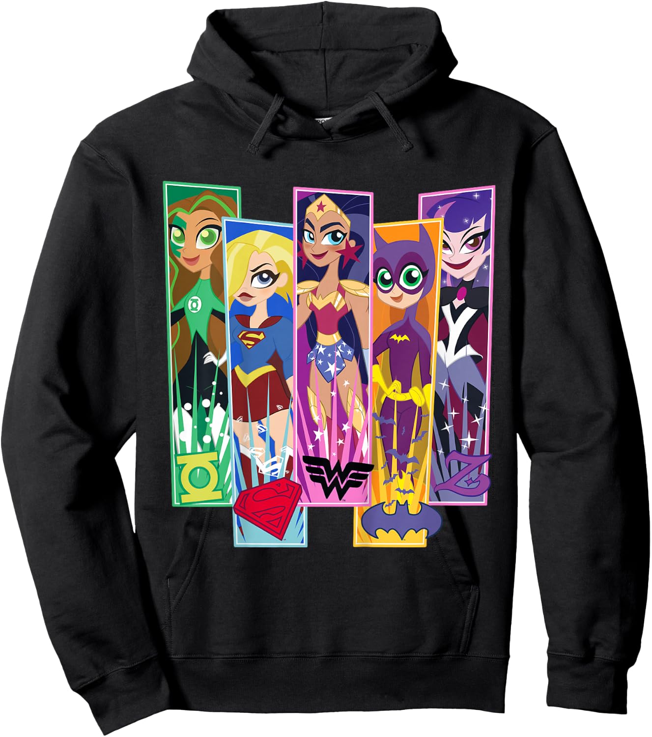 Kids DC Comics Super Hero Girls Character Panels Hoodie - Hoodie | Black
