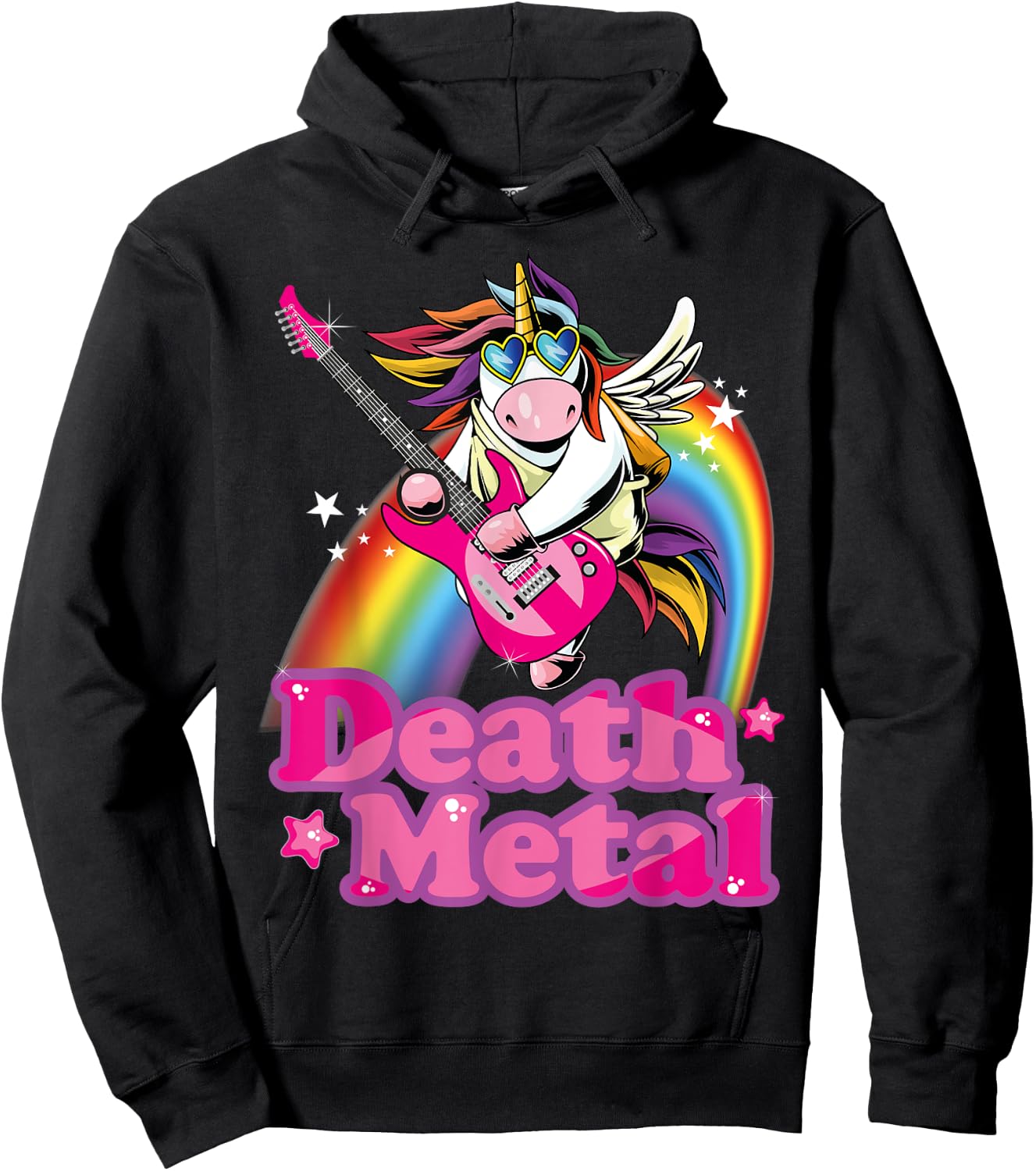 Cute Death Metal Heavy Metal Unicorn Hoodie - Hoodie | Black