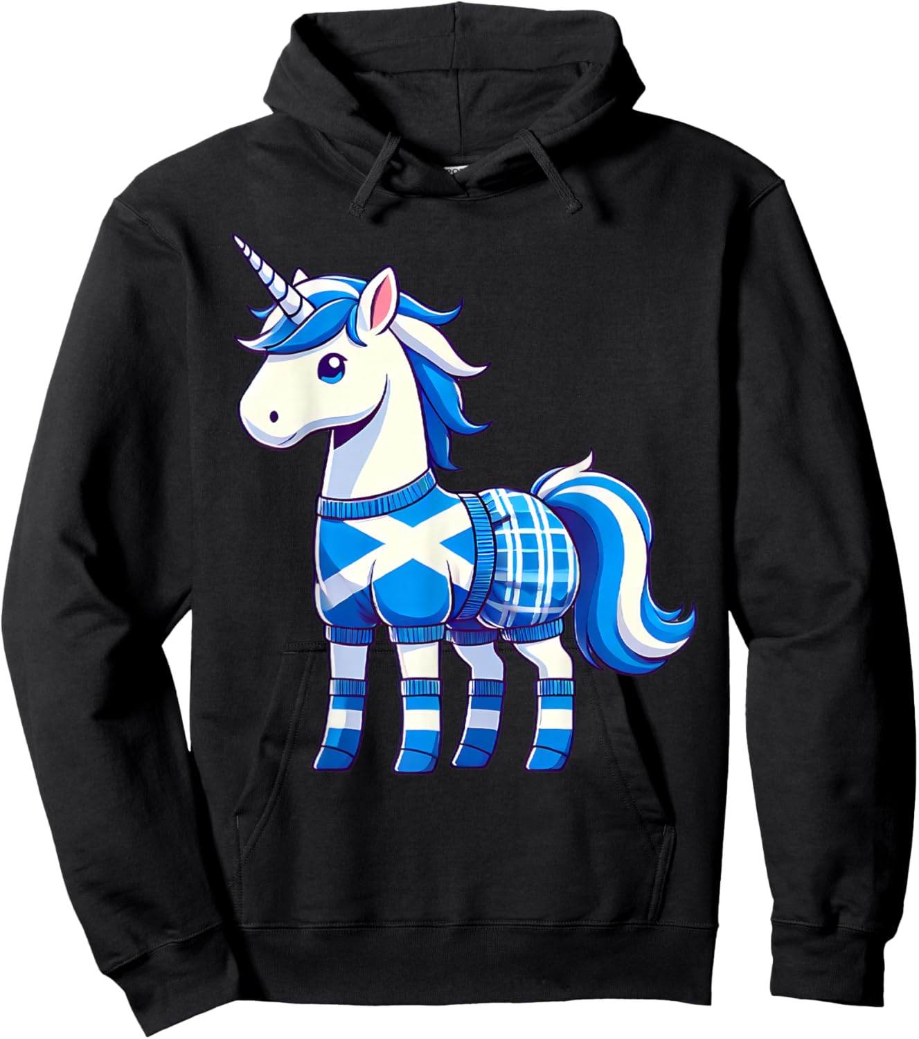 Scottish Unicorn Lover Scotland Flag Hoodie - Hoodie | Black