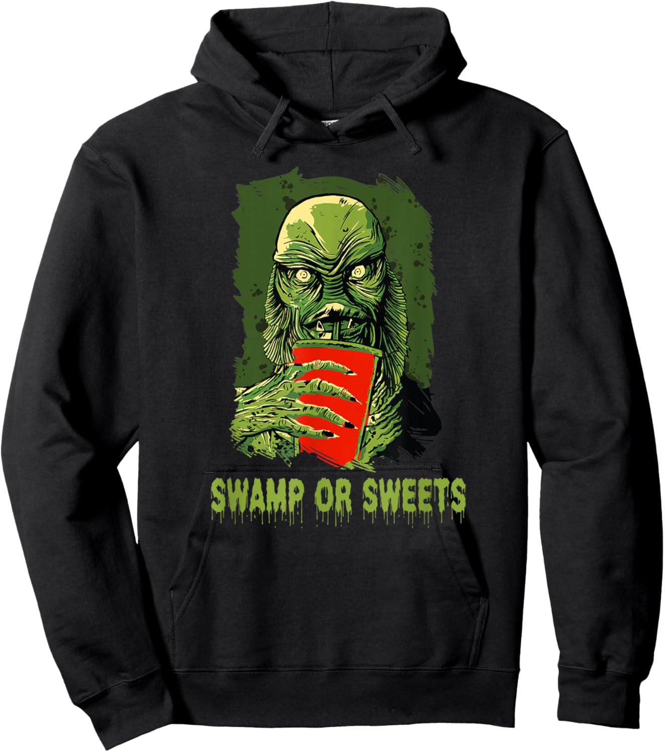 Swamp or Sweets Halloween Costume Scary Swamp Monster Fish Hoodie - Hoodie | Black