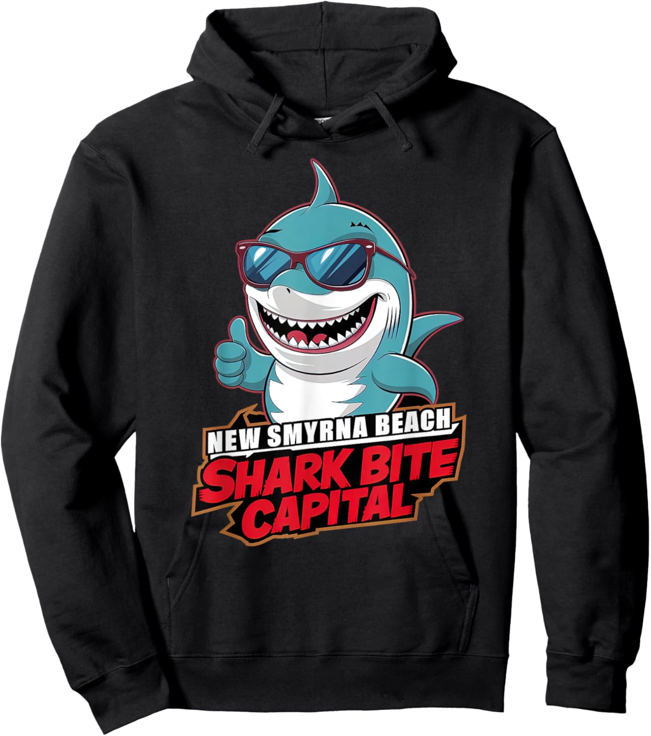 New Smyrna Beach: Shark Bite Capital Of The World Graphic Women Girls Kids Hoodie - Hoodie | Black
