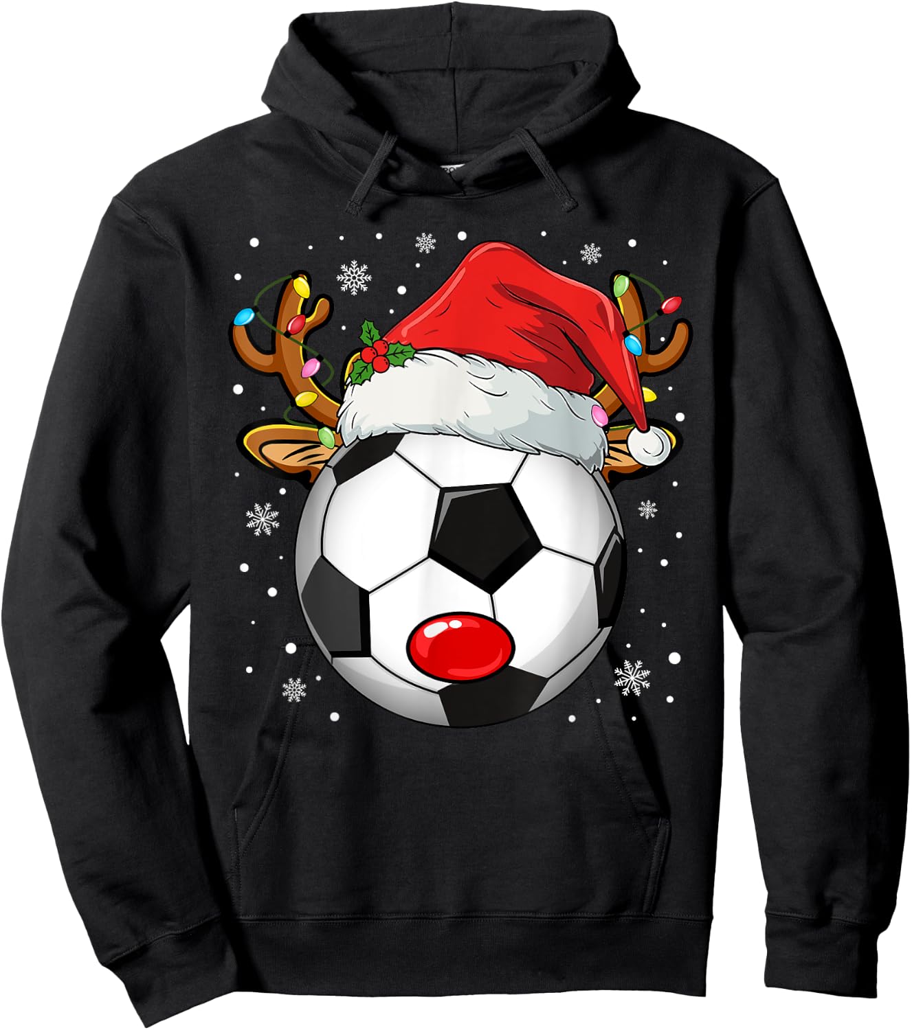 Christmas Reindeer Face Soccer Christmas Men Women Kid Hoodie - Hoodie | Black