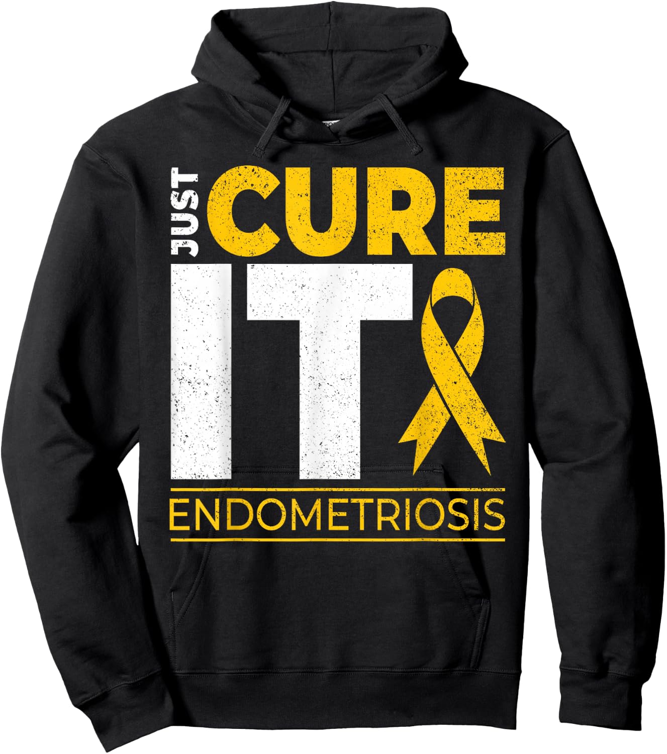 Just Cure It Endometriosis Awareness Month Support Ribbon Hoodie - Hoodie | Black