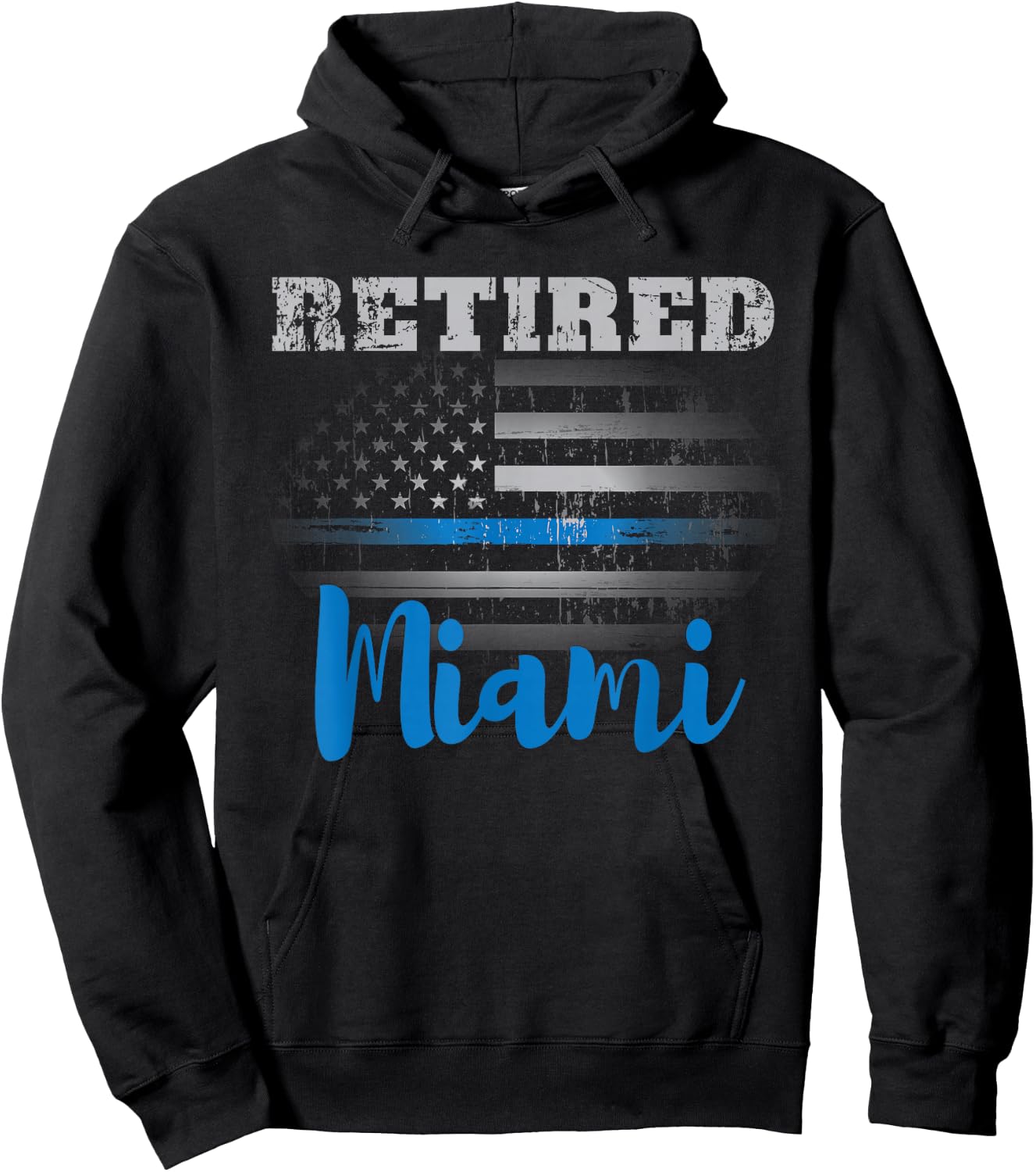 Retired Police Officer Miami American Flag Design Hoodie - Hoodie | Black