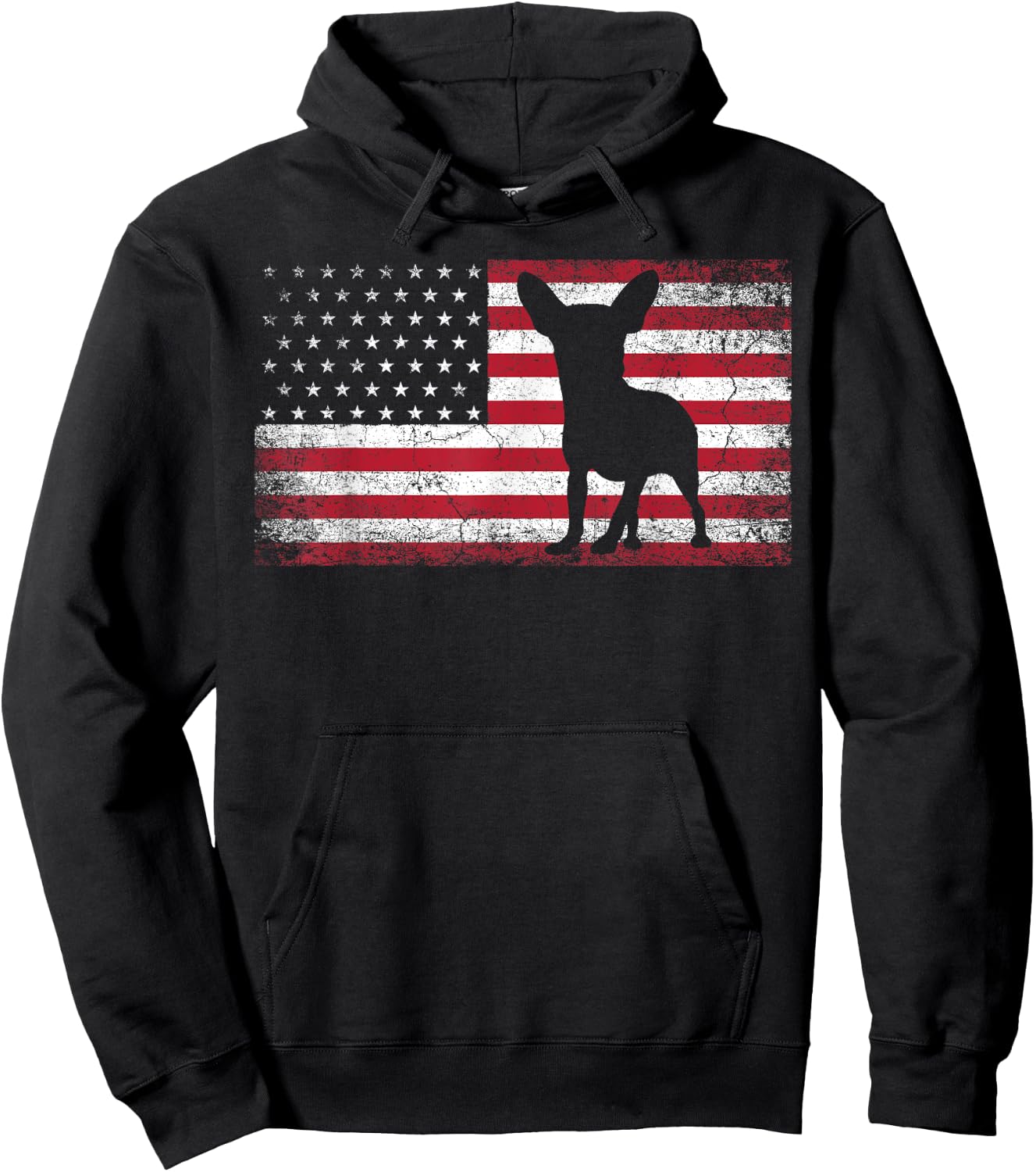 Vintage Chihuahua Dog Lover July 4th American Flag Men Women Hoodie - Hoodie | Black