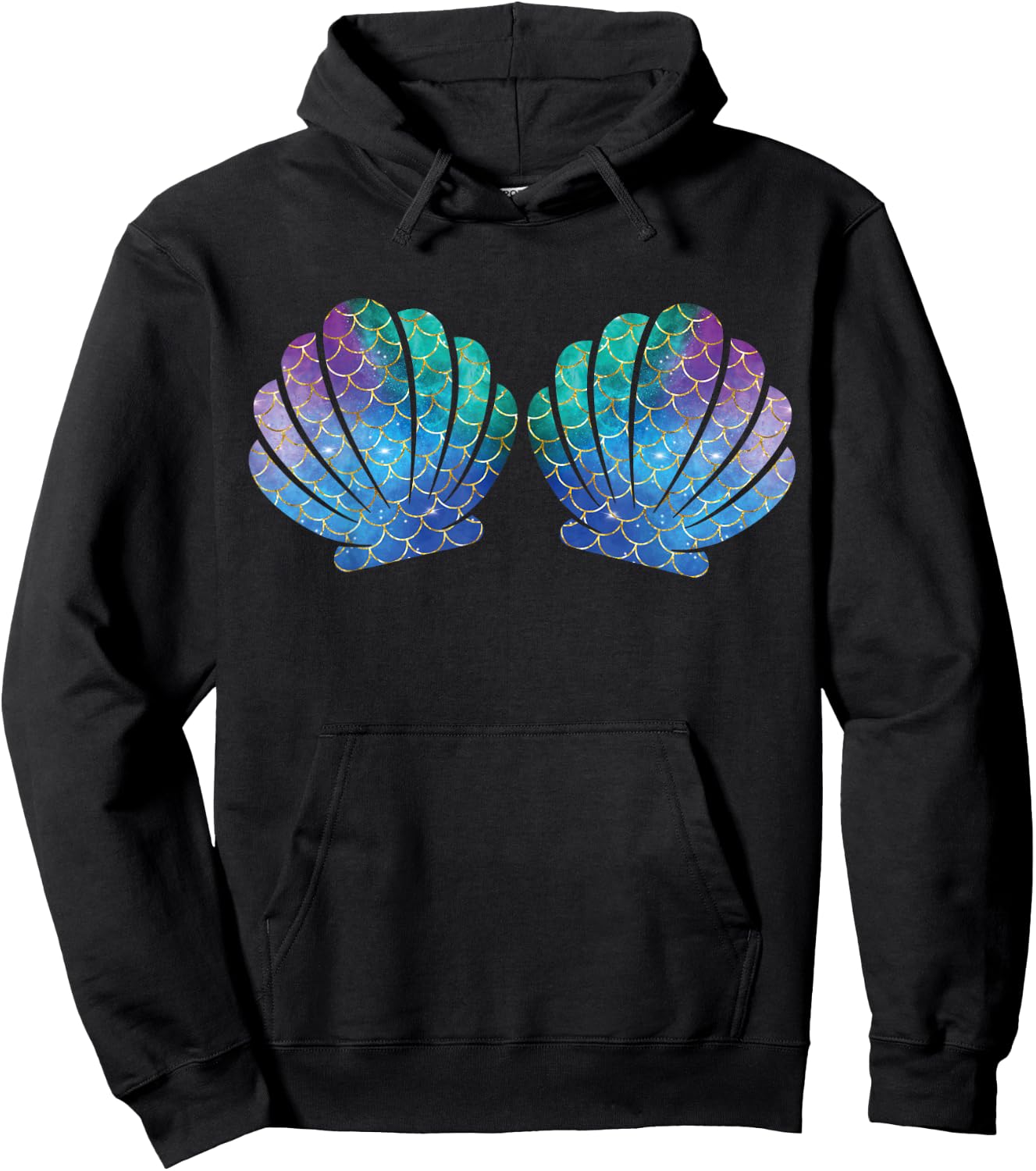 Mermaid Sea Shell Bra Costume halloween Matching Hoodie - Hoodie | Black