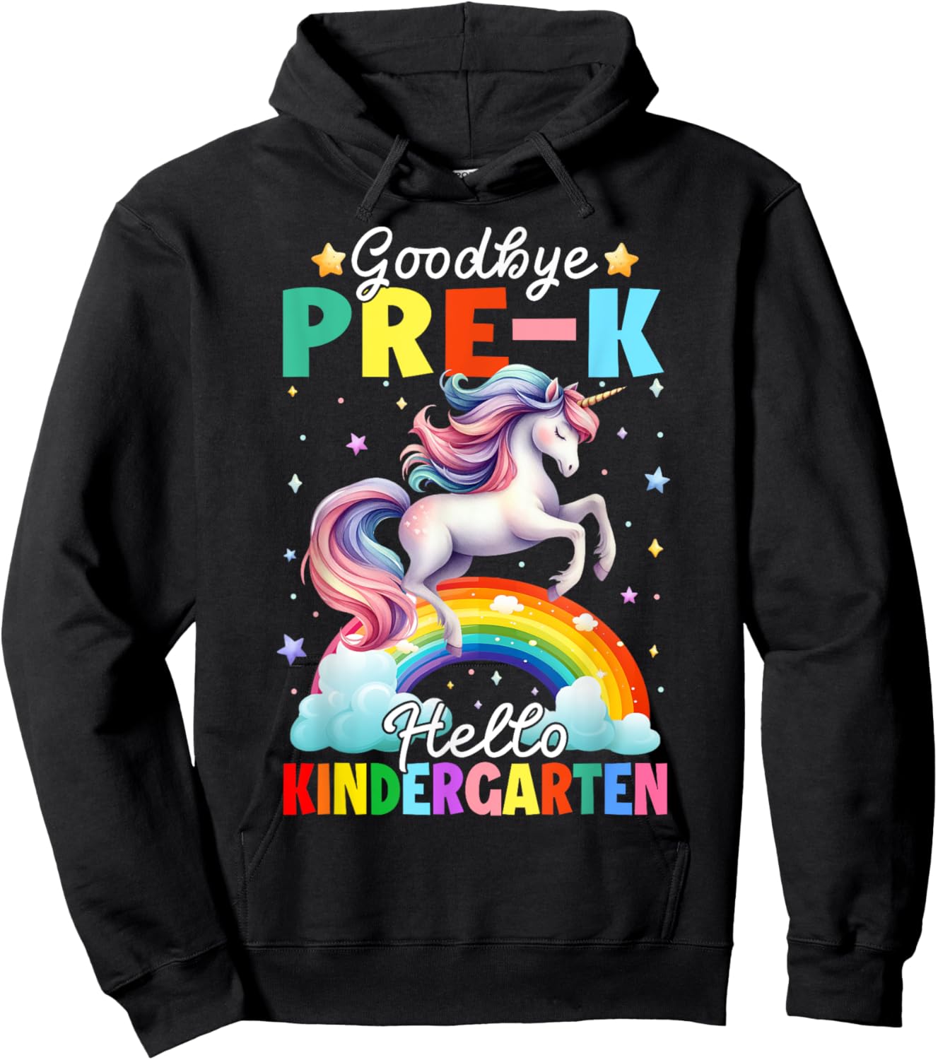 Kids Goodbye Pre-K Hello Kindergarten Unicorn Graduation Hoodie - Hoodie | Black