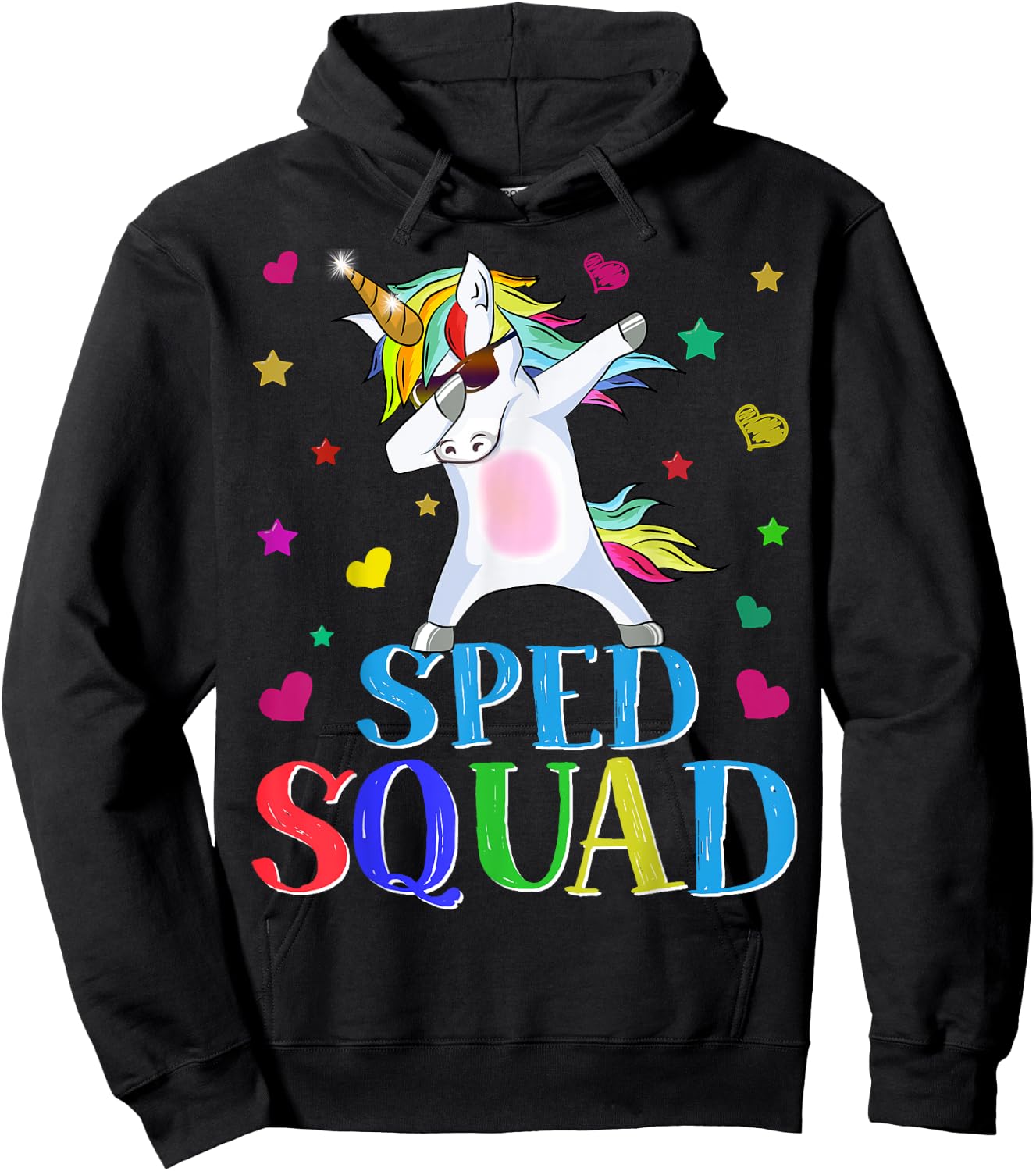 SPED Squad Special Education Unicorn Dab Teacher Gifts Women Girls Kids Hoodie - Hoodie | Black