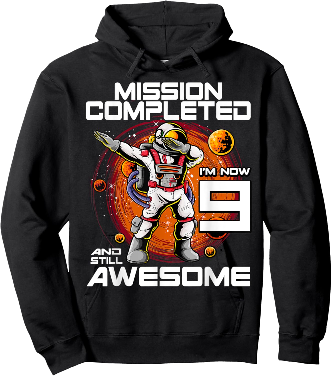 9th Birthday Astronaut 9 Years Old Outer Space Birthday Hoodie - Hoodie | Black