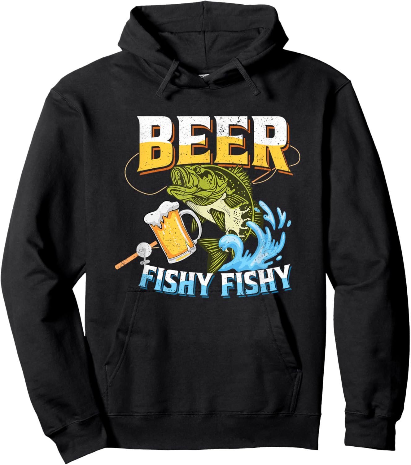 Beer Fishy Fishy Funny Bass Fishing Beer Lover Men Dad Jokes Hoodie - Hoodie | Black
