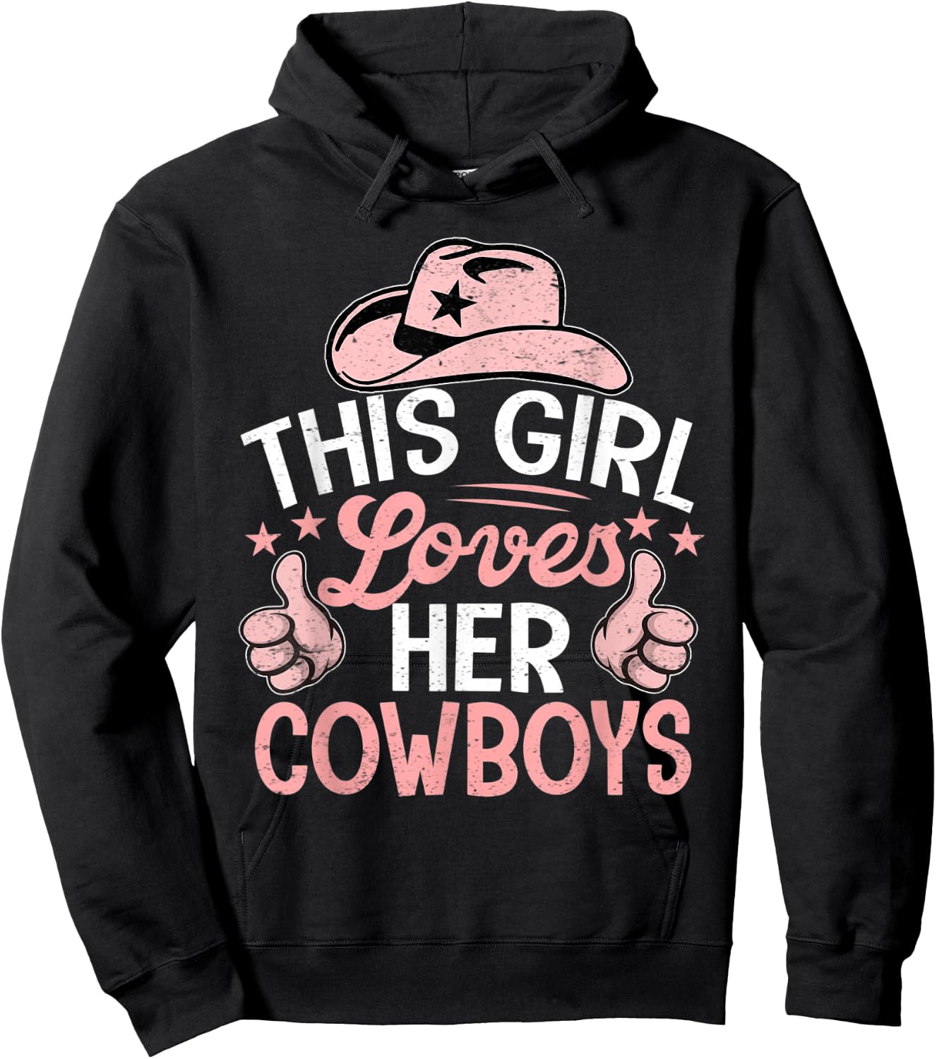 This Girl Loves Her Cowboys Cute Football Cowgirl Hoodie - Hoodie | Black